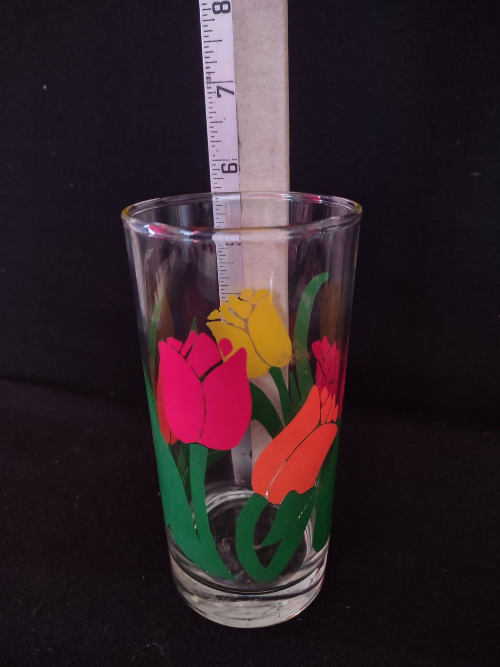 Vintage MCM Tulip Flower Drinking Glass Tumbler (lot 5177)