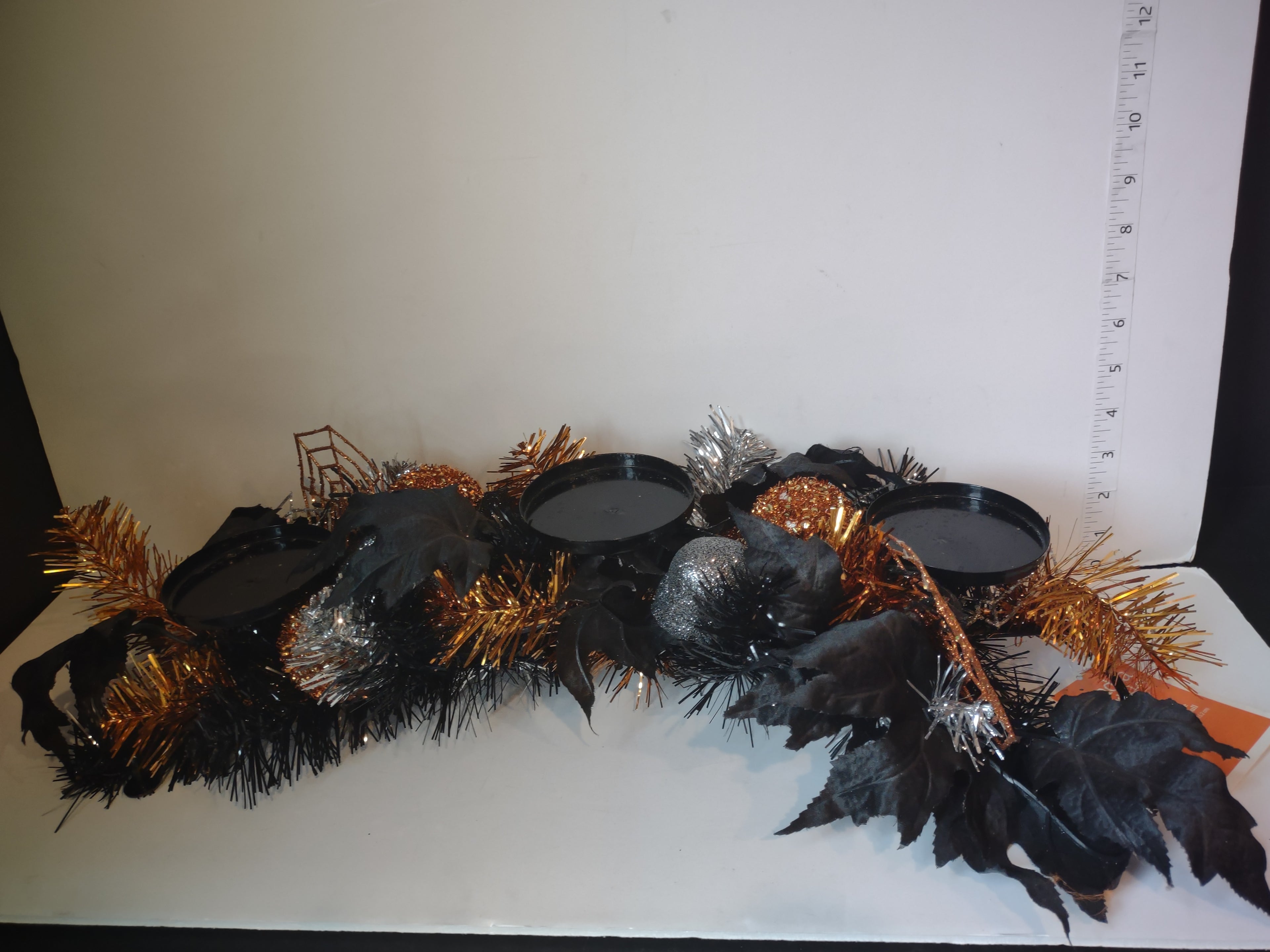 Halloween Black Orange Centerpiece Sandra Lee Candleholder 20" (lot 2996j)