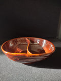 Vintage Marcrest Brown Glazed Stoneware Divided Serving Bowl Daisy Dot (Lot 5140