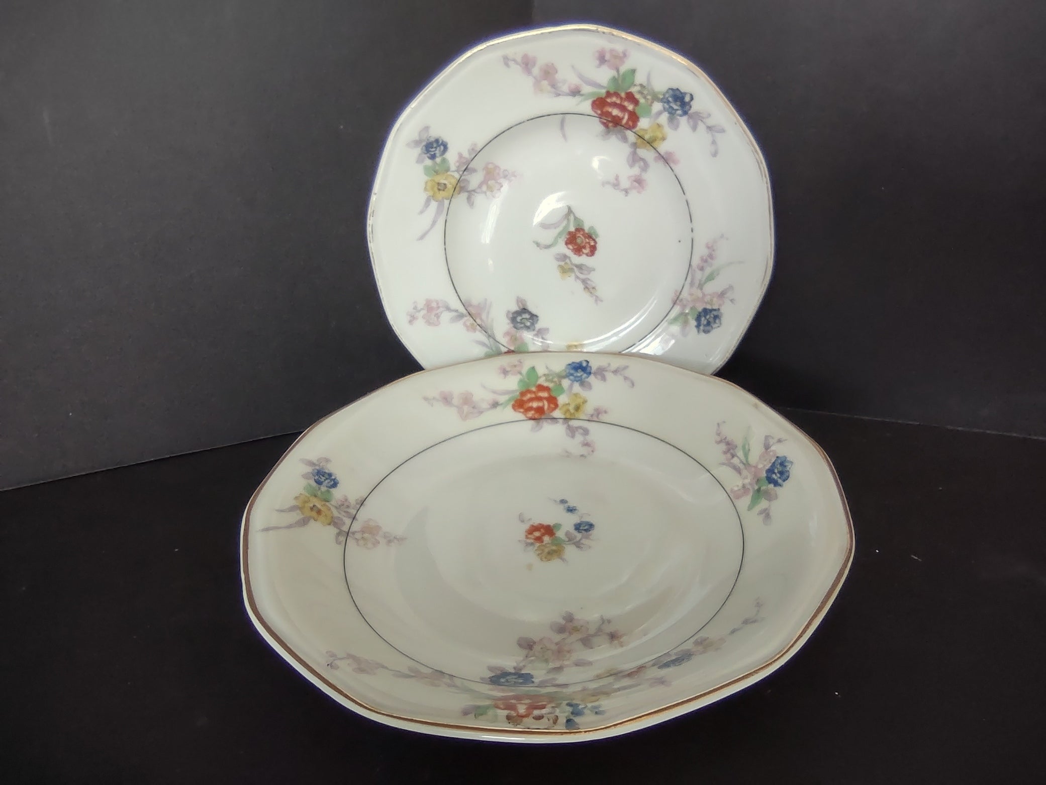 Haviland Limoges White Jewel Cream Soup Bowl & Bread/Butter Plate Floral (lot 803)