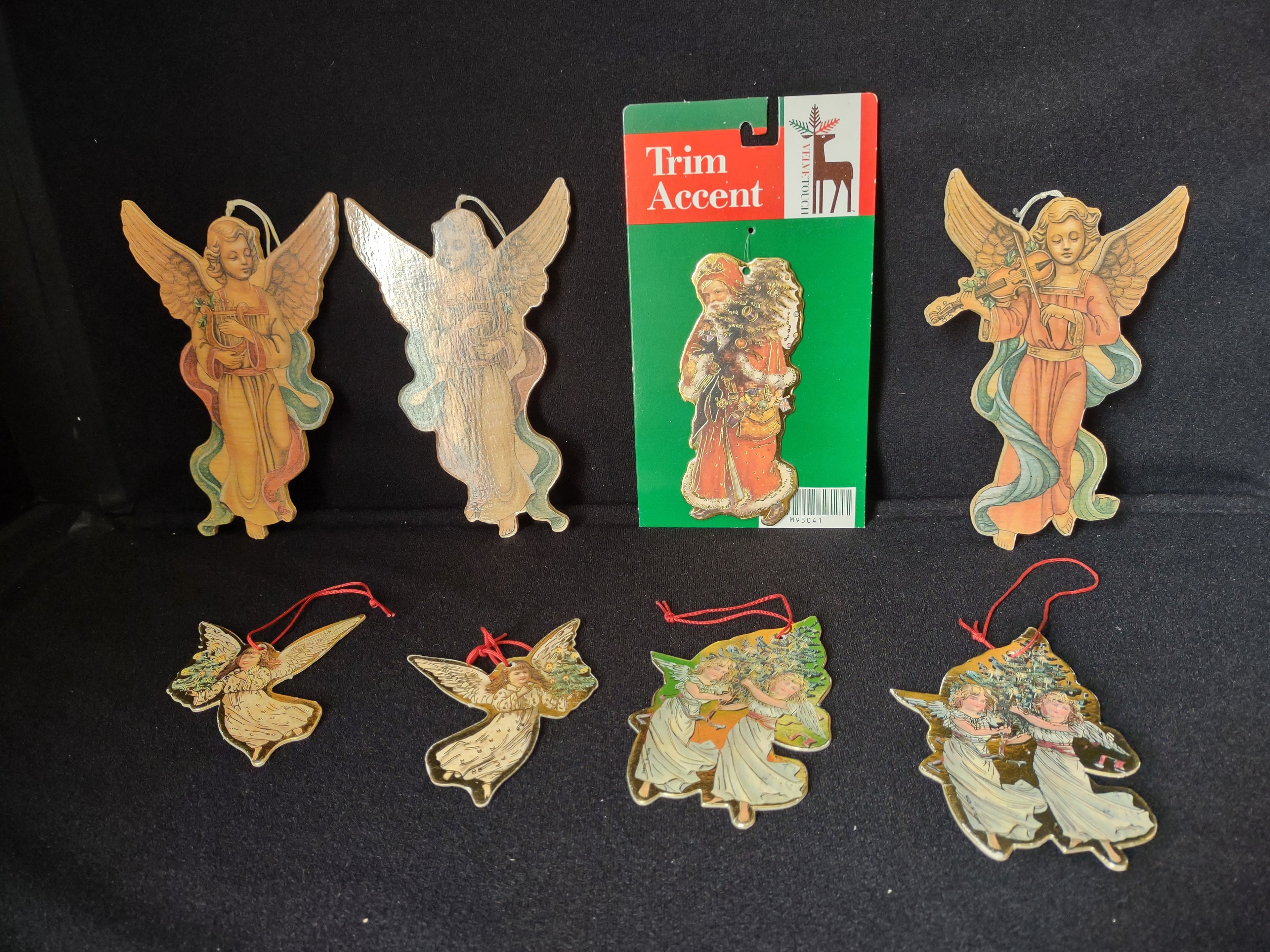 Set of 8 Christmas Ornament Angels Velvetouch (lot 1760)