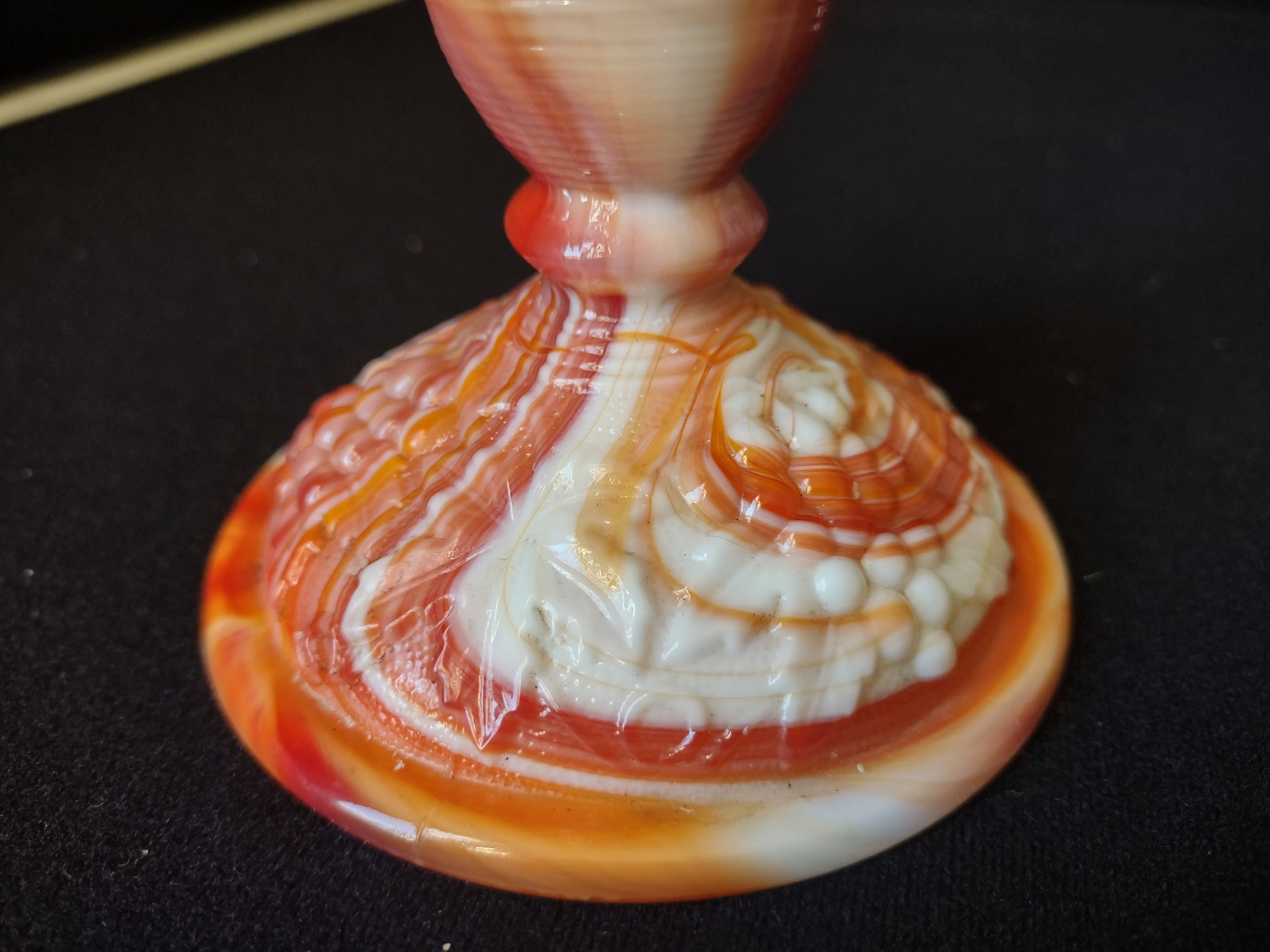 Vintage Indiana Glass Candle Stick Holder Milk Glass Marbled 3" (lot 2737)