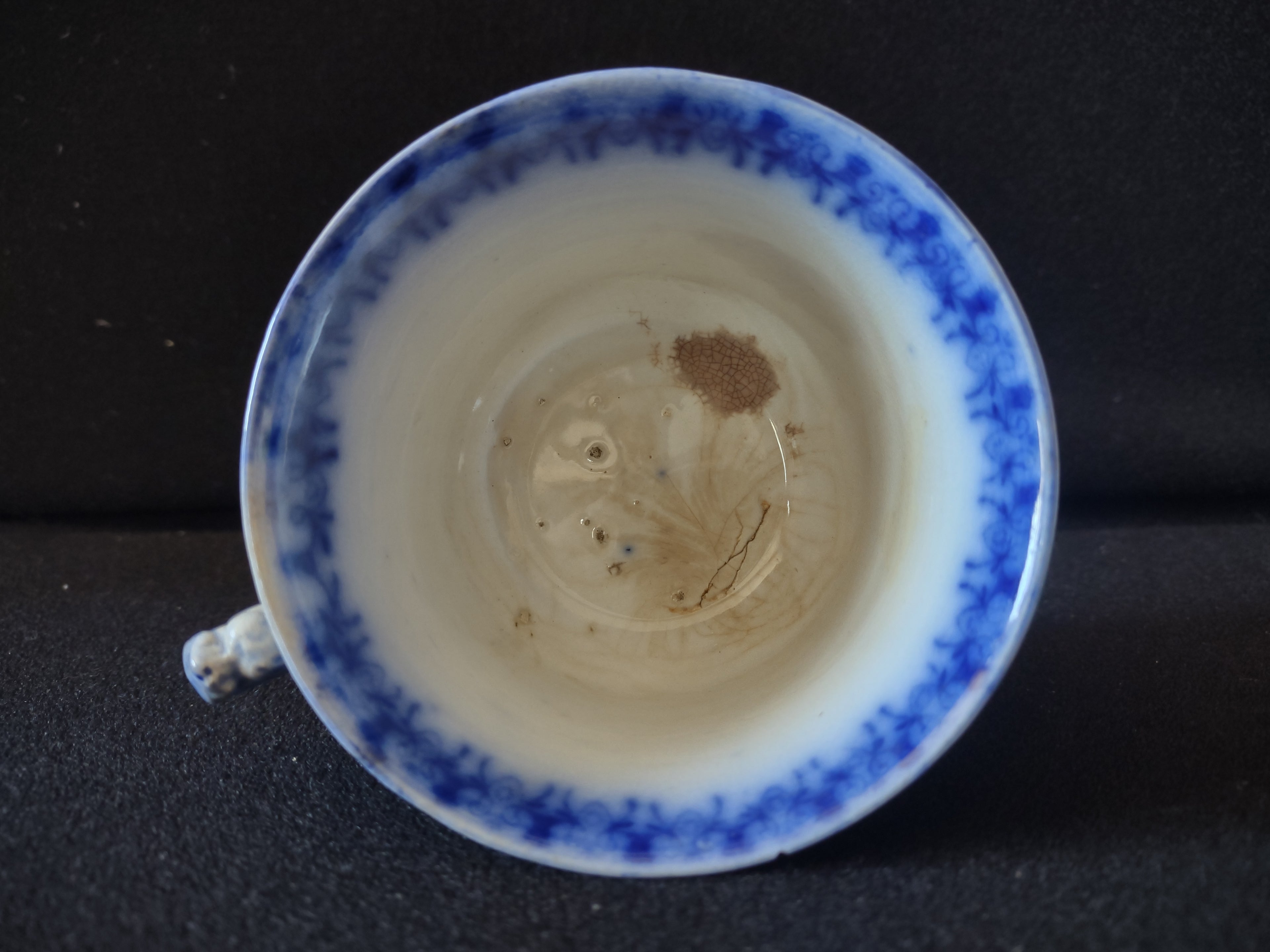 Vintage Ironstone Teacup Flow Blue IMPERFECTIONS (Lot 5634)