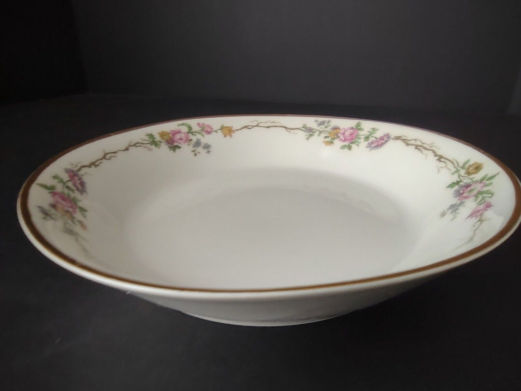 Vintage GDA Limoges Gold Coupe Soup Bowl Plate Summer Flower Garland (lot 691)