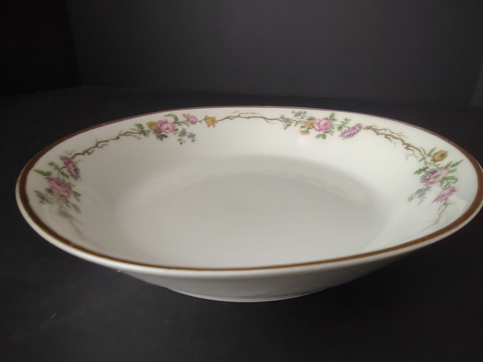 Vintage GDA Limoges Gold Coupe Soup Bowl Plate Summer Flower Garland (lot 691)