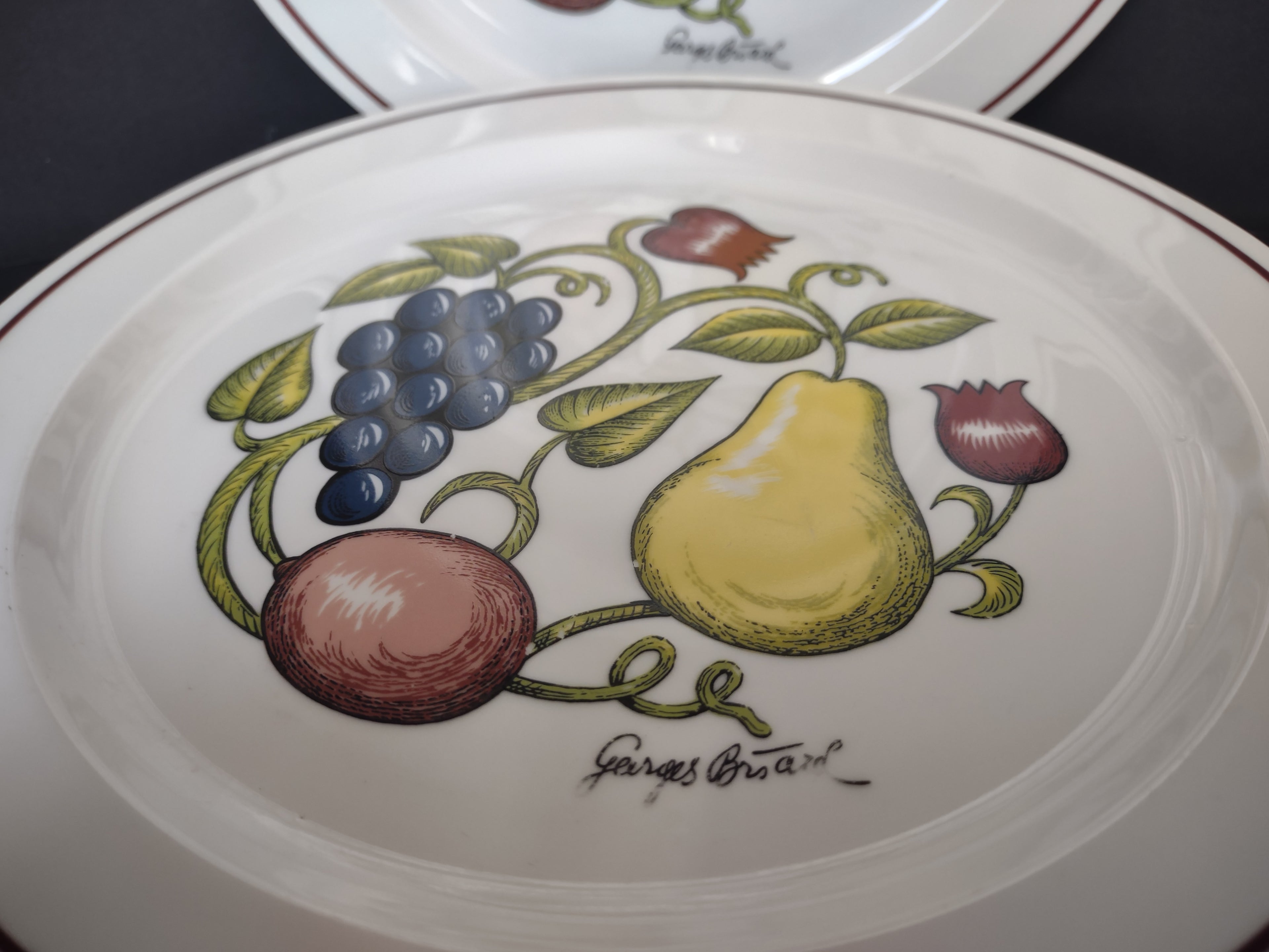 Set 4 Dinner Plate Arbor George Briard Fruit Grape Thanksgiving (lot 1255)