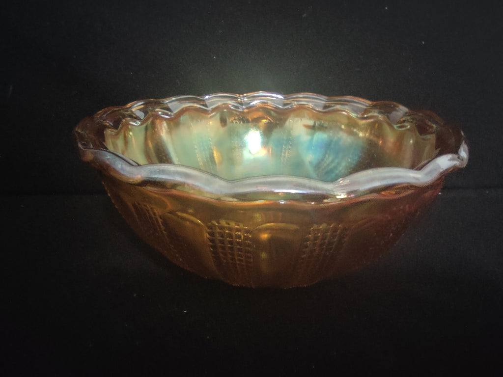 Vintage Collectible Carnival Glass Orange Amber Marigold Bowl 7-3/4" (lot 139)