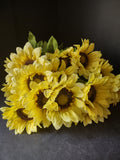 Halloween Thanksgiving Fall Artificial Sunflower 22" Twig x 3 (lot 3110)