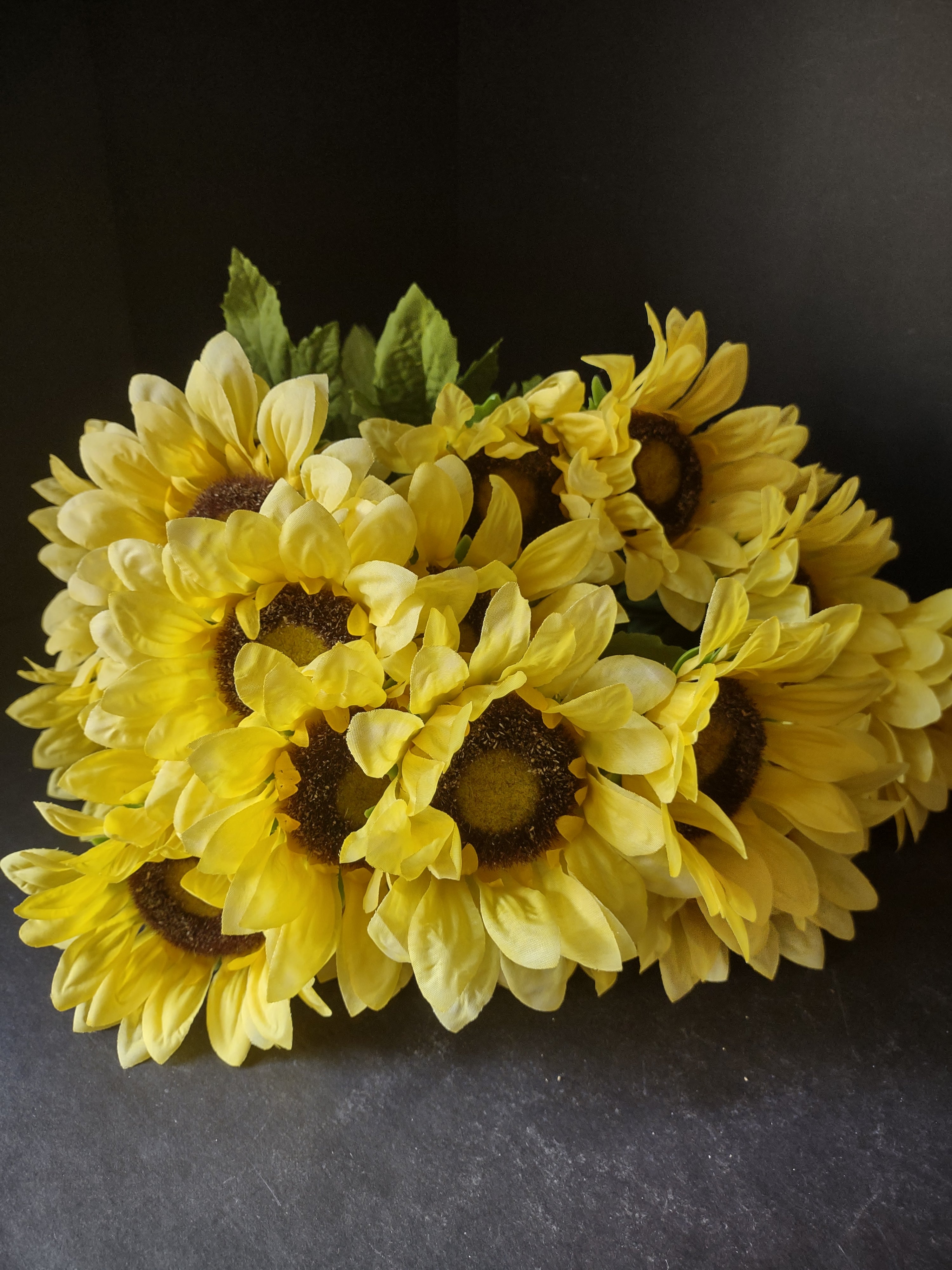 Halloween Thanksgiving Fall Artificial Sunflower 22" Twig x 3 (lot 3110)