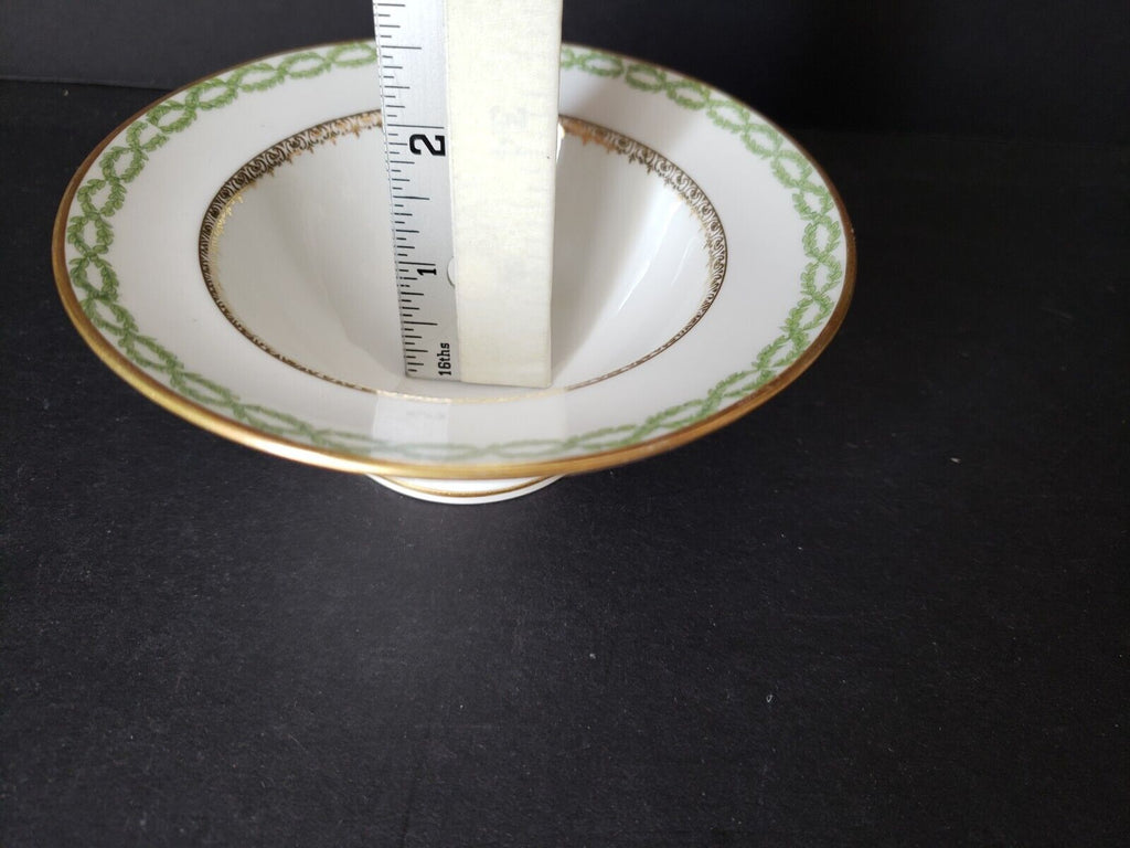 JP Limoges France Gold Trim Green Laurel Tall Bowl 5" (lot 590)