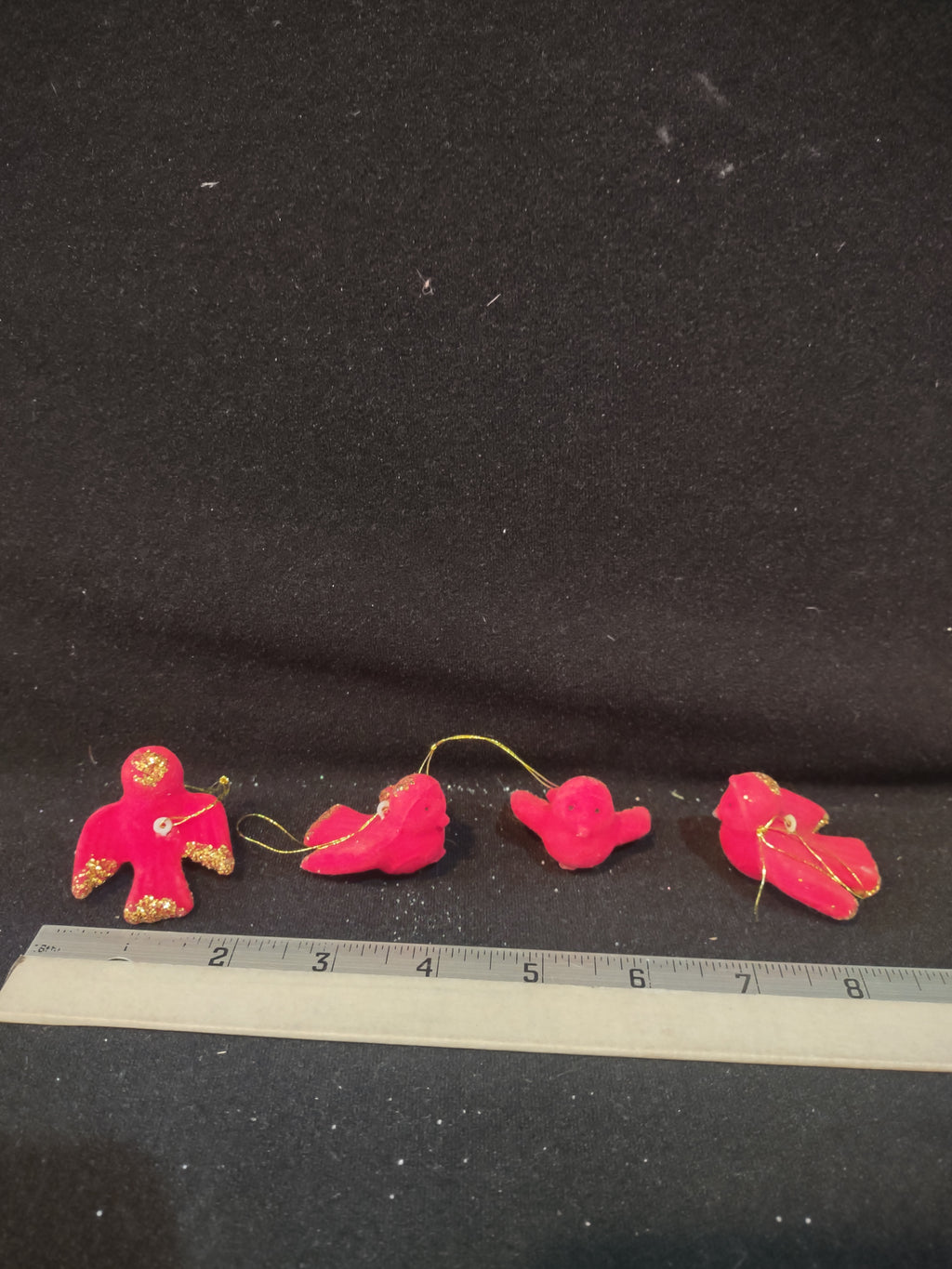 Christmas Winter Flocked Red Bird Ornament Glitter Trim x 14 (Lot 4603)