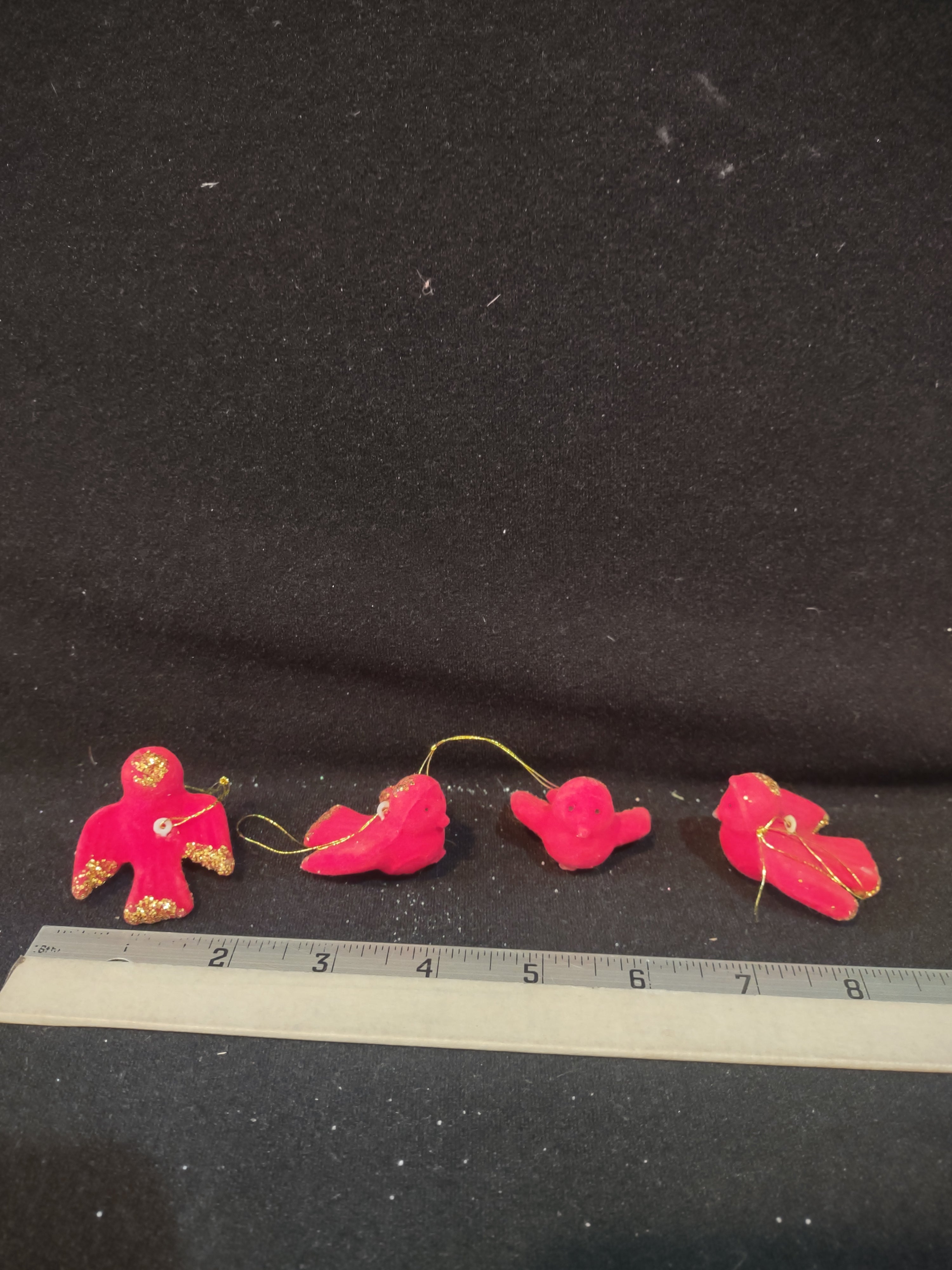 Christmas Winter Flocked Red Bird Ornament Glitter Trim x 14 (Lot 4603)