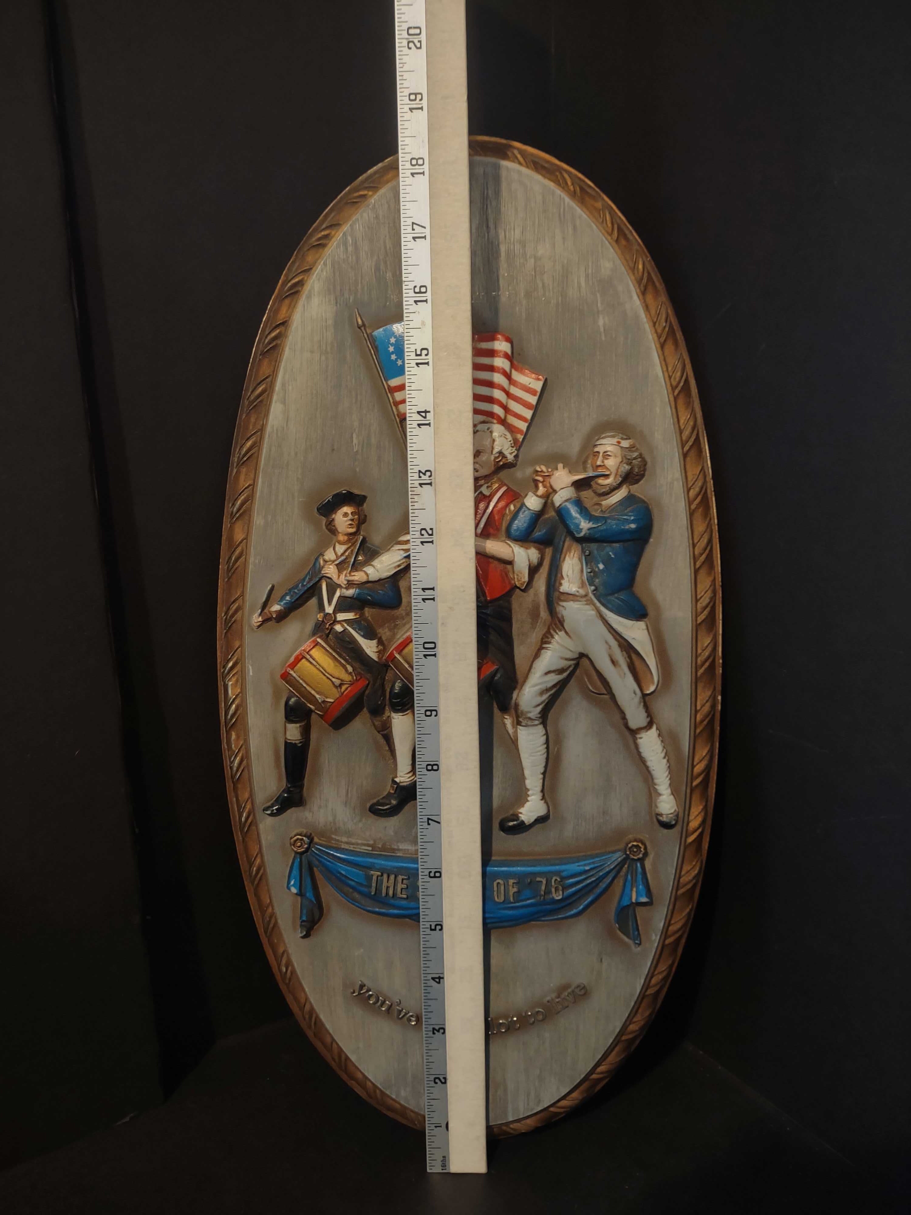 Vintage Americana Bicentennial Wall Plaque Embosograph Display (lot 2639c)