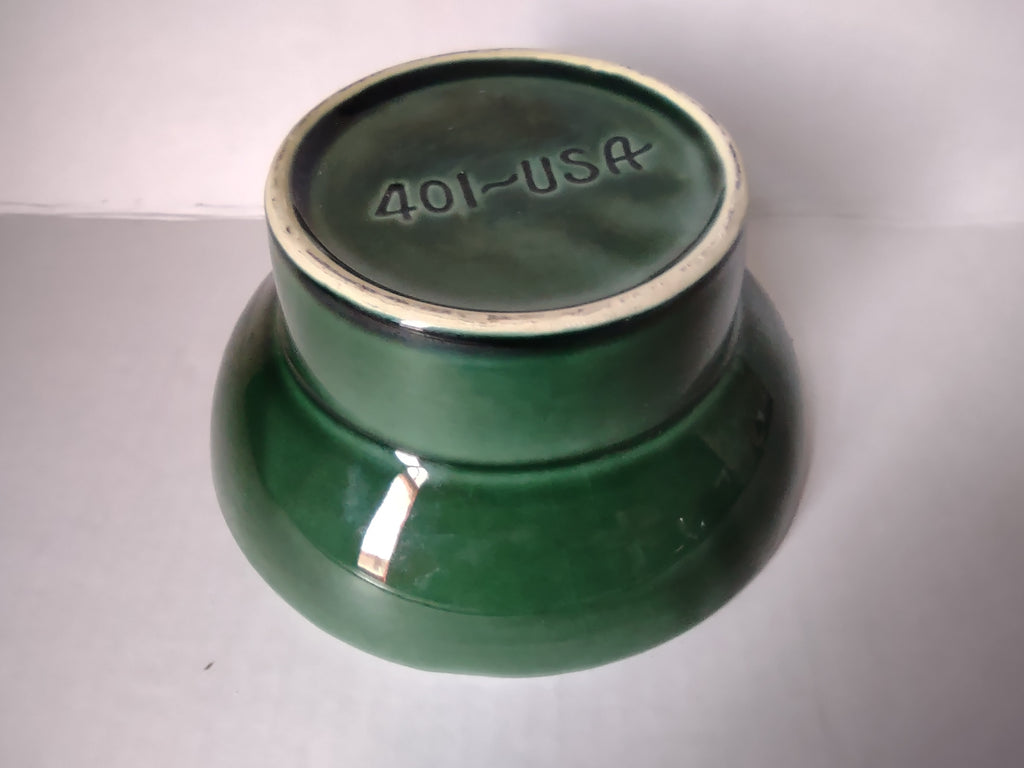 Vintage Dark Green Small Serving Bowl Footed 401 USA (lot 5329)