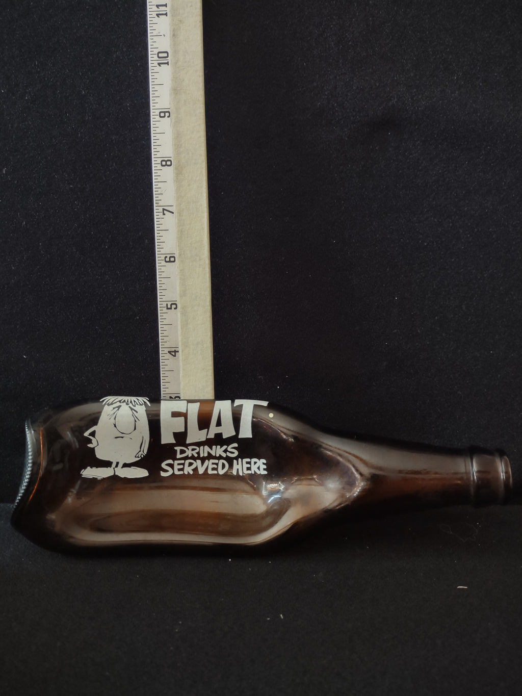 Vintage Brown Beer Bottle Flat Drinks Served Here Cartoon Character (Lot 3189)