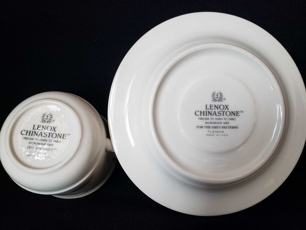 Vintage Lenox Chinastone Iris on Grey Tea Cup with Saucer (lot 1938)