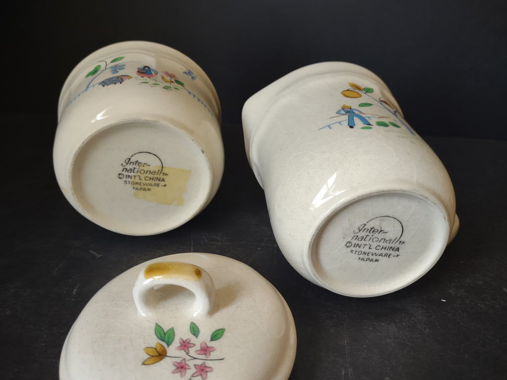 Vintage Heartland Creamer Sugar Bowl Country House Farm (lot 2882c)