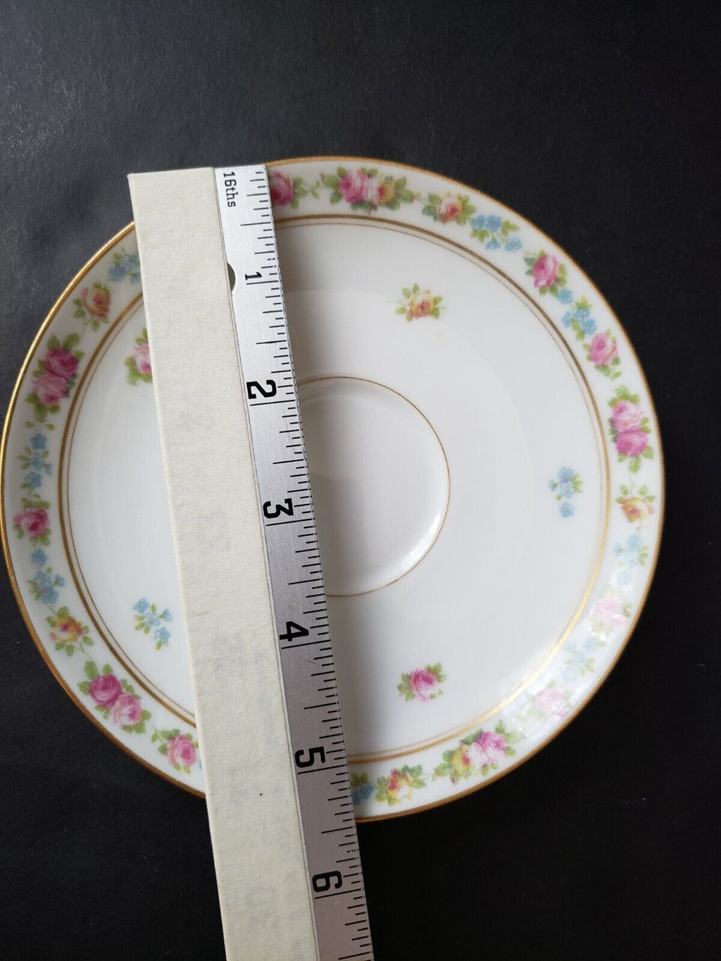 Depose Ahrenfeldt Limoges Reizenstein Saucer Pink Yellow Rose Gold Trim lot 616