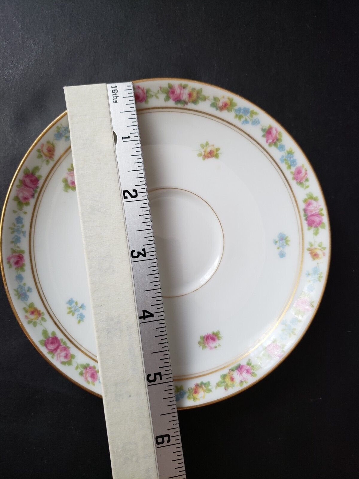 Depose Ahrenfeldt Limoges Reizenstein Saucer Pink Yellow Rose Gold Trim lot 616