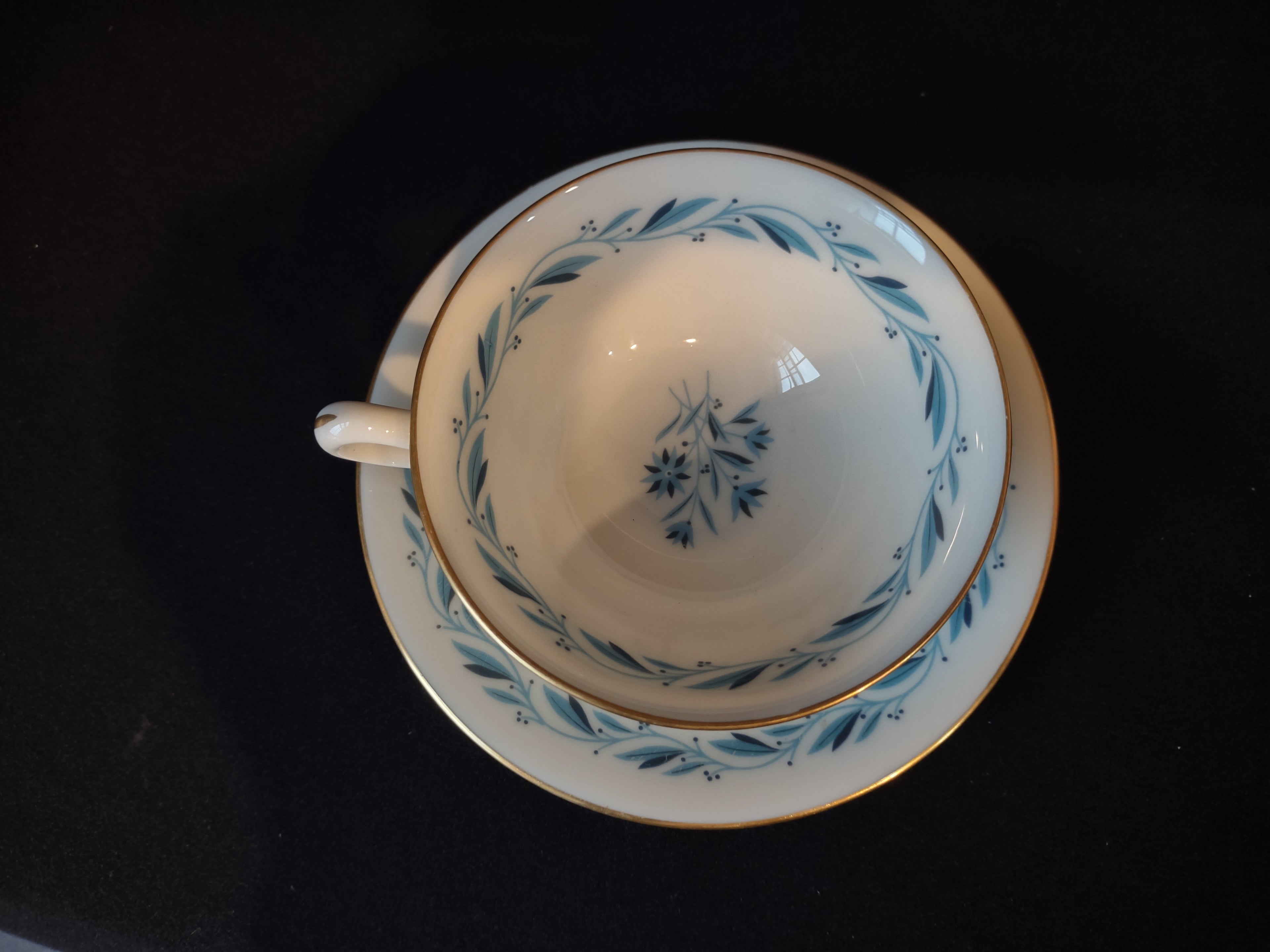 Vintage Lenox Blue Ridge Teacup with Saucer Gold Stamp (lot 1782)