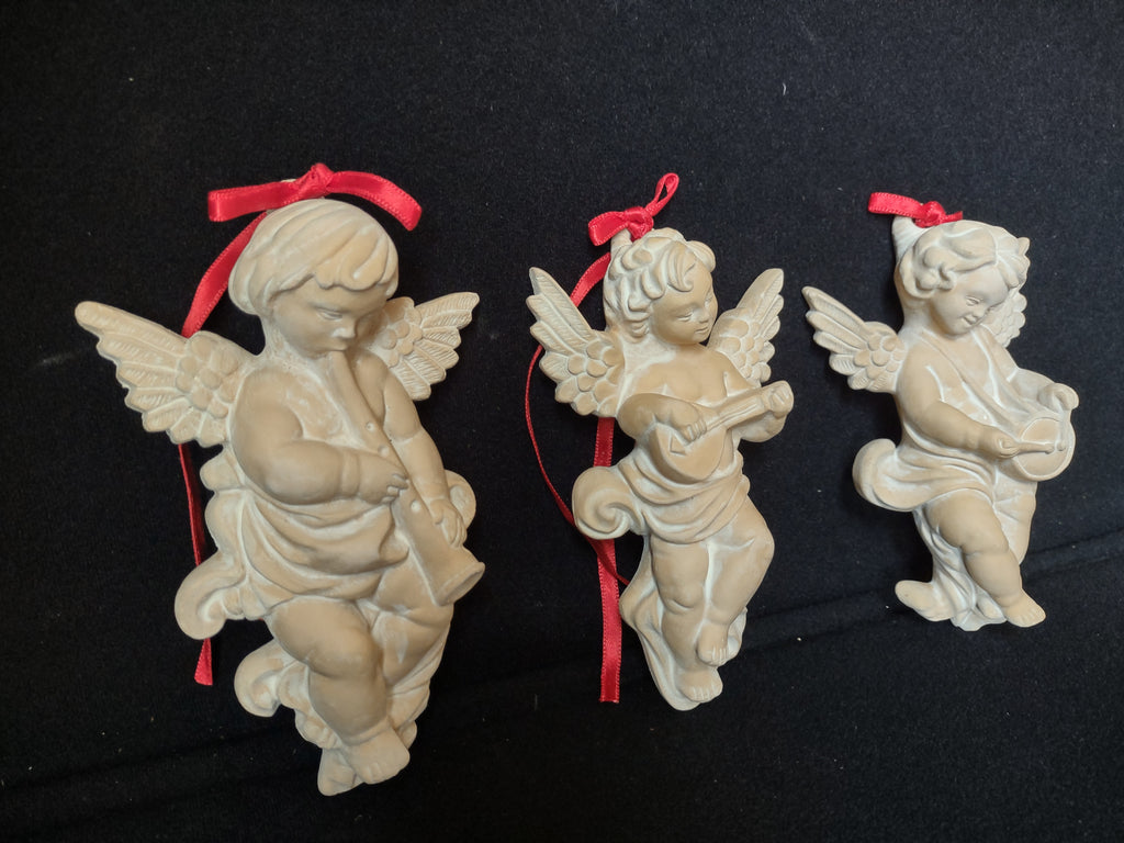 Set of 3 Terracotta Angel Cherub Christmas Tree Ornament (lot 1647)