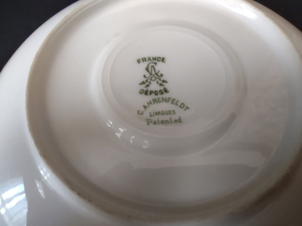 Depose Ahrenfeldt Limoges Saucer Pink Yellow Rose Gold Trim lot 729