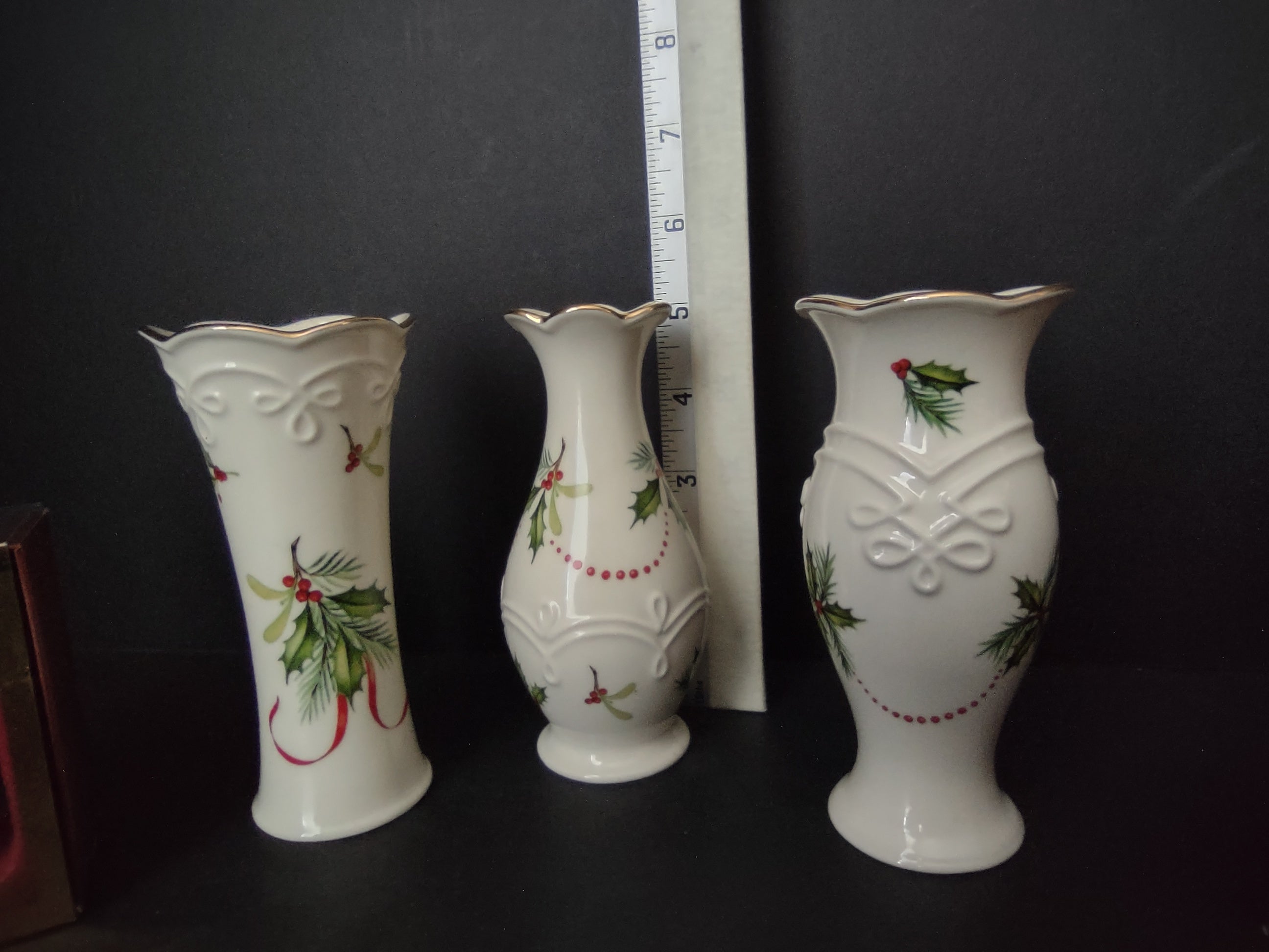 Vintage 2 x Lenox Mini Holley Jewelry Box Small Vase x 3 (1210)