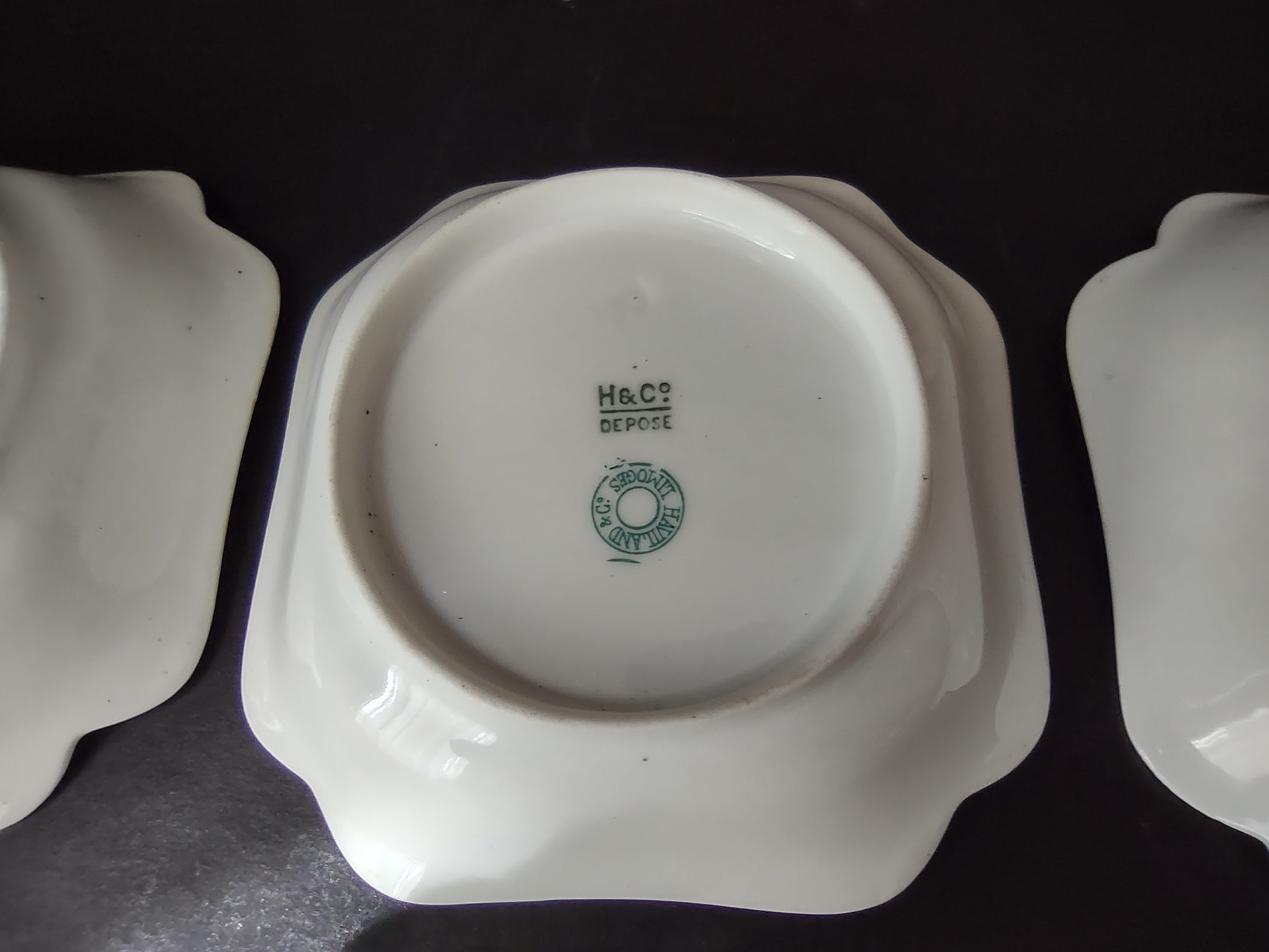 Depose Haviland Limoges Pink Brown Cornflower 3 x Square Small Dish (lot 966)