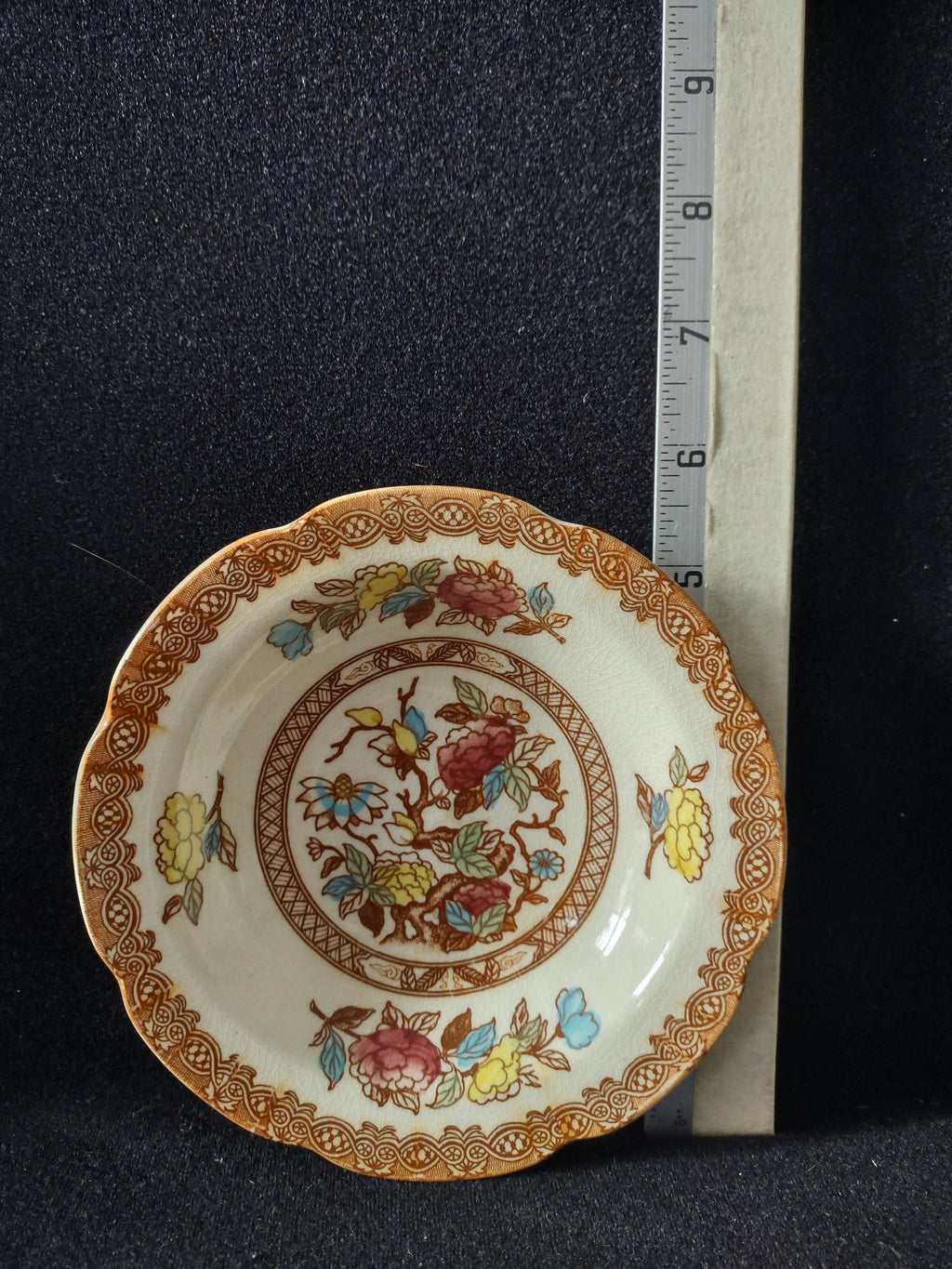 Vintage Maruta Japan Indian Tree 5-1/2" Bowl Floral Brown White (Lot 5055)