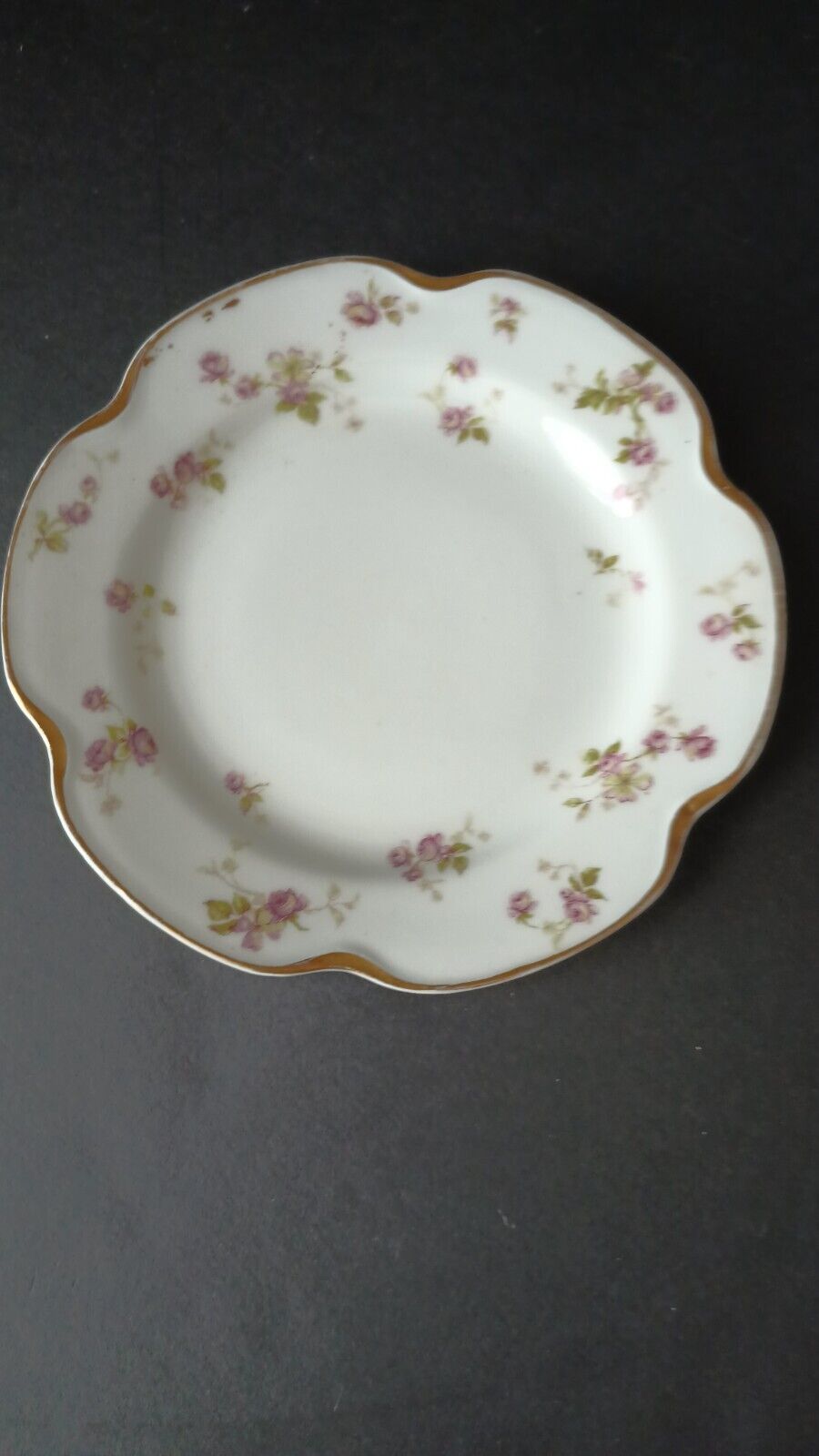 Haviland Limoges Set of 2 Bread/Butter 6-1/4" Gold Trim Roses (lot 381)