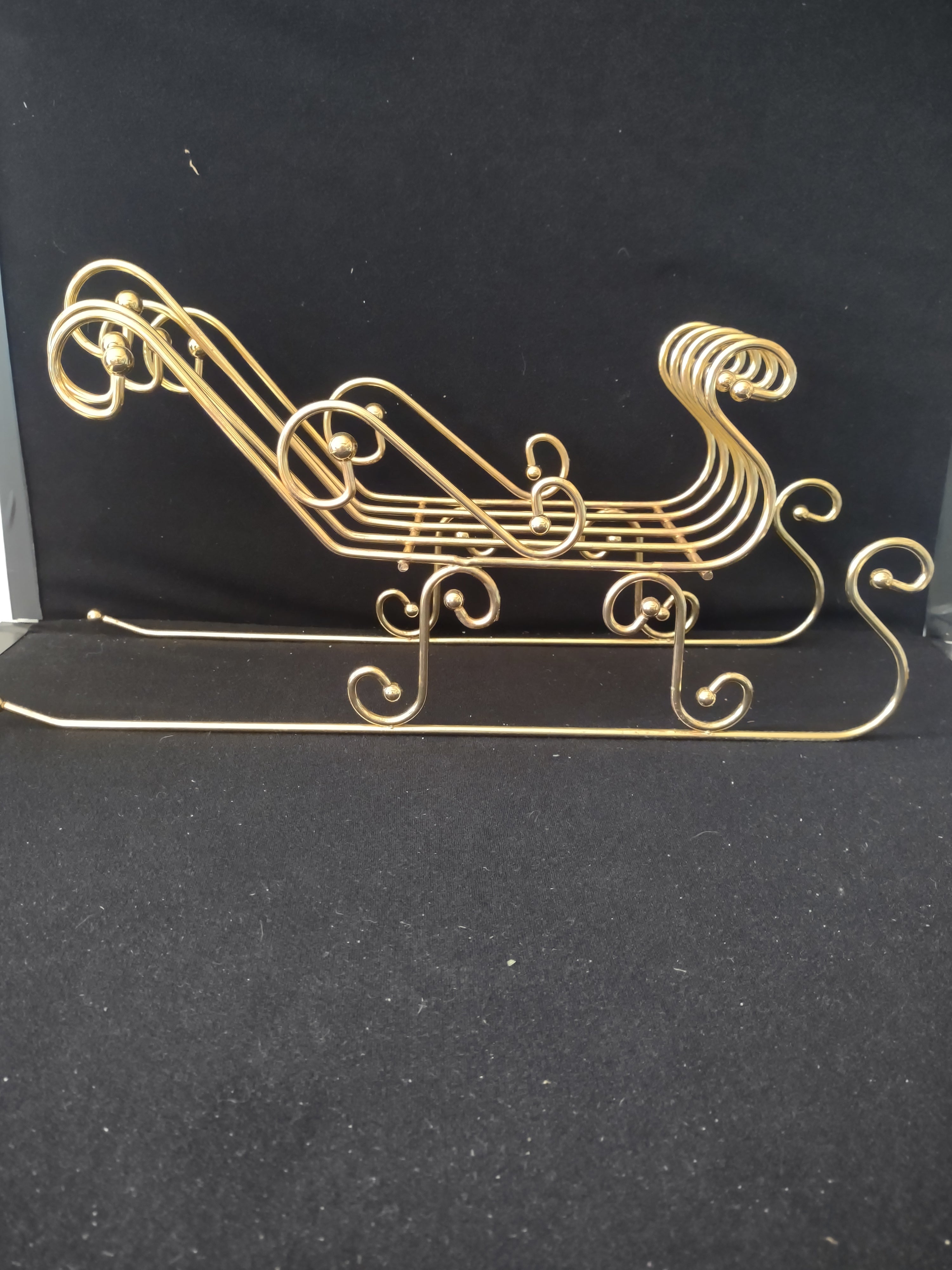 Vintage Home Interiors Homco Christmas Brass Plated Santa Sleigh (Lot 3839)