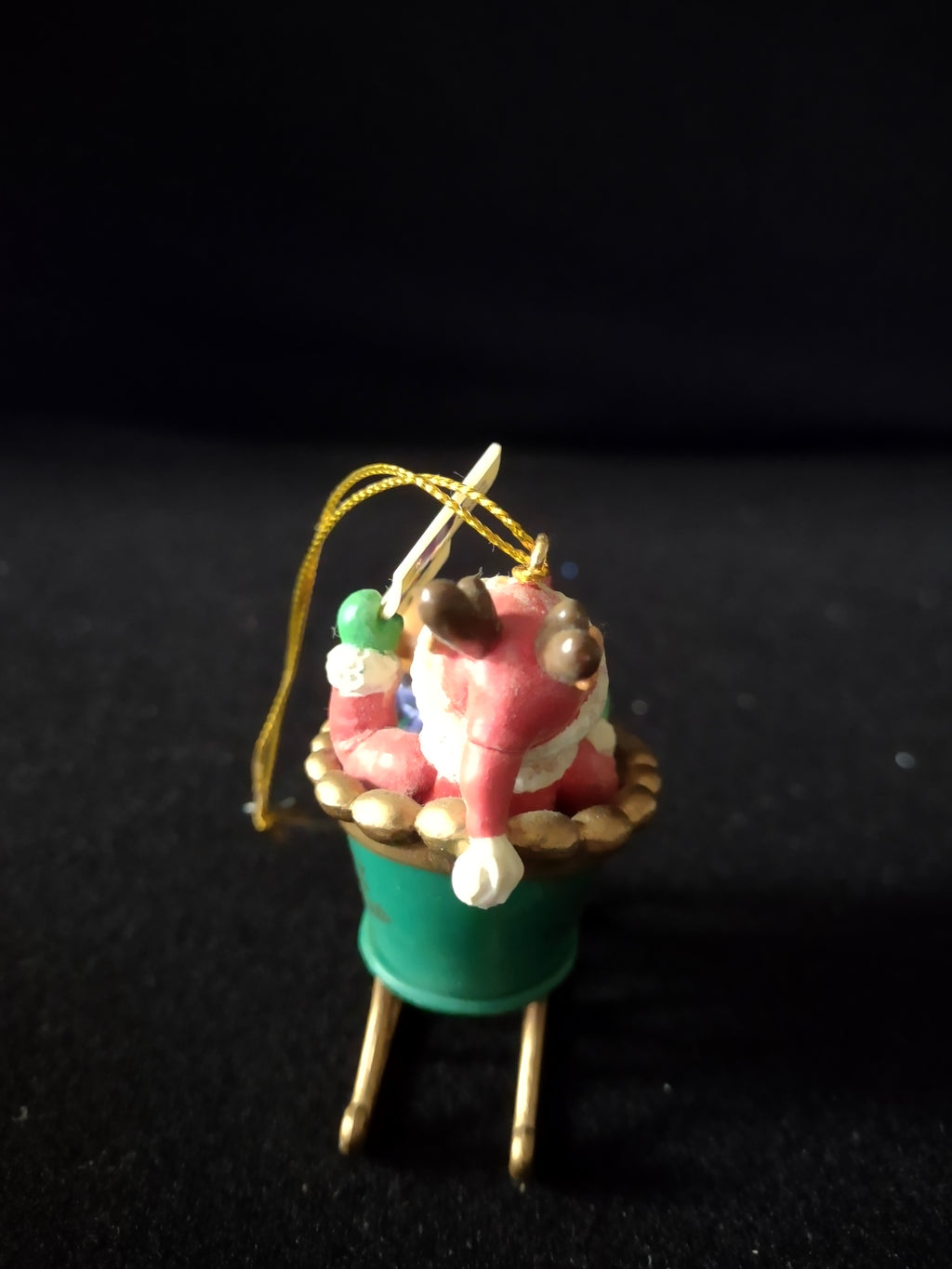 Vintage Christmas Ornament Santa Bear Sleigh Map Toys (Lot 4785)