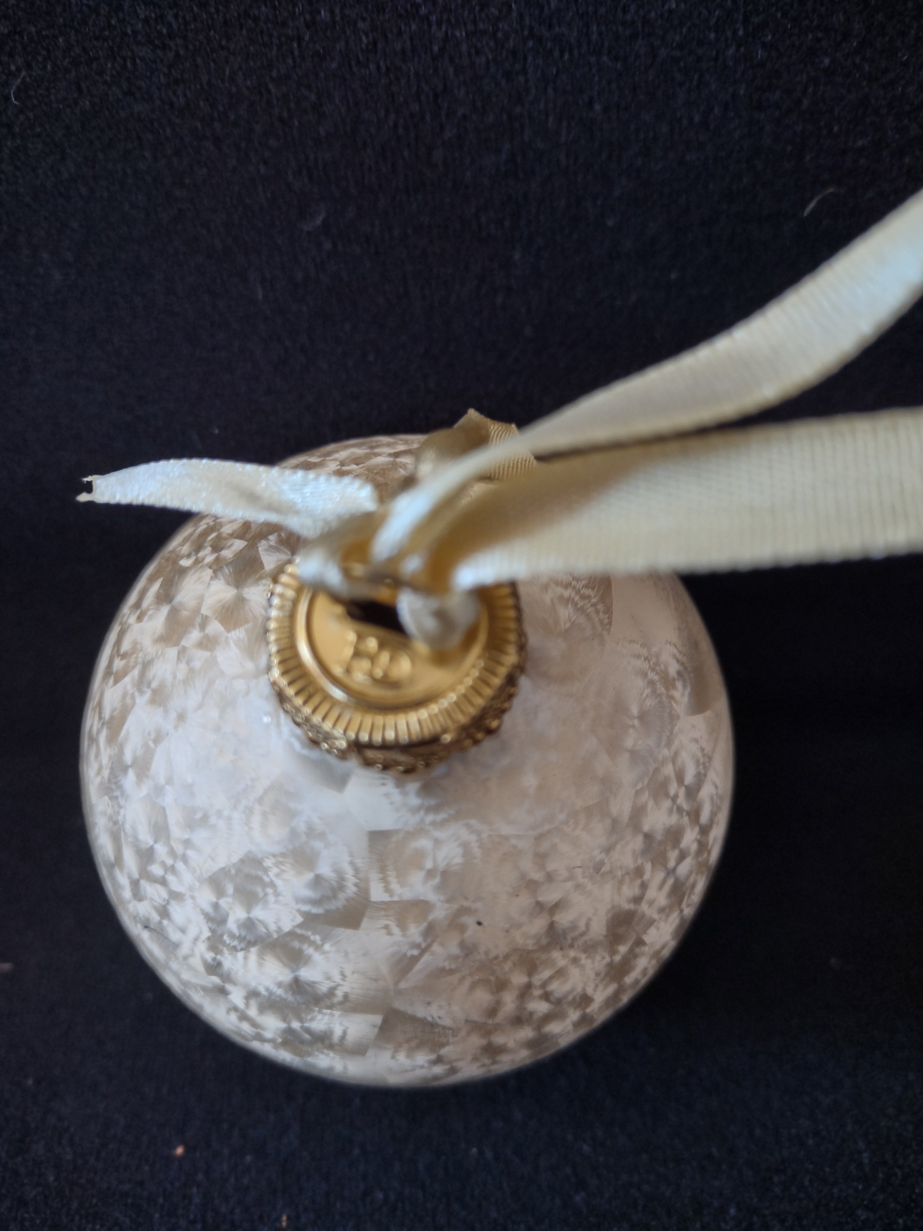 Vintage Christmas Frosted Ornaments Ribbon Set Of 6 IMPERFECT (Lot 4813)