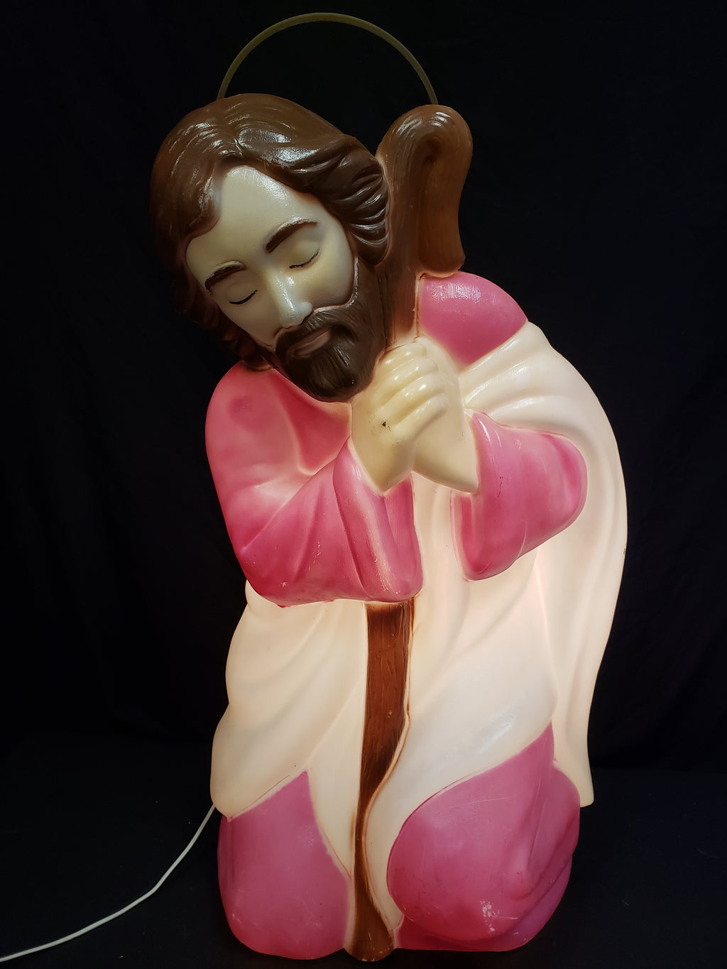 Vintage Christmas Nativity Outdoor Joseph with Halo Blow Mold 27" (lot 2253)
