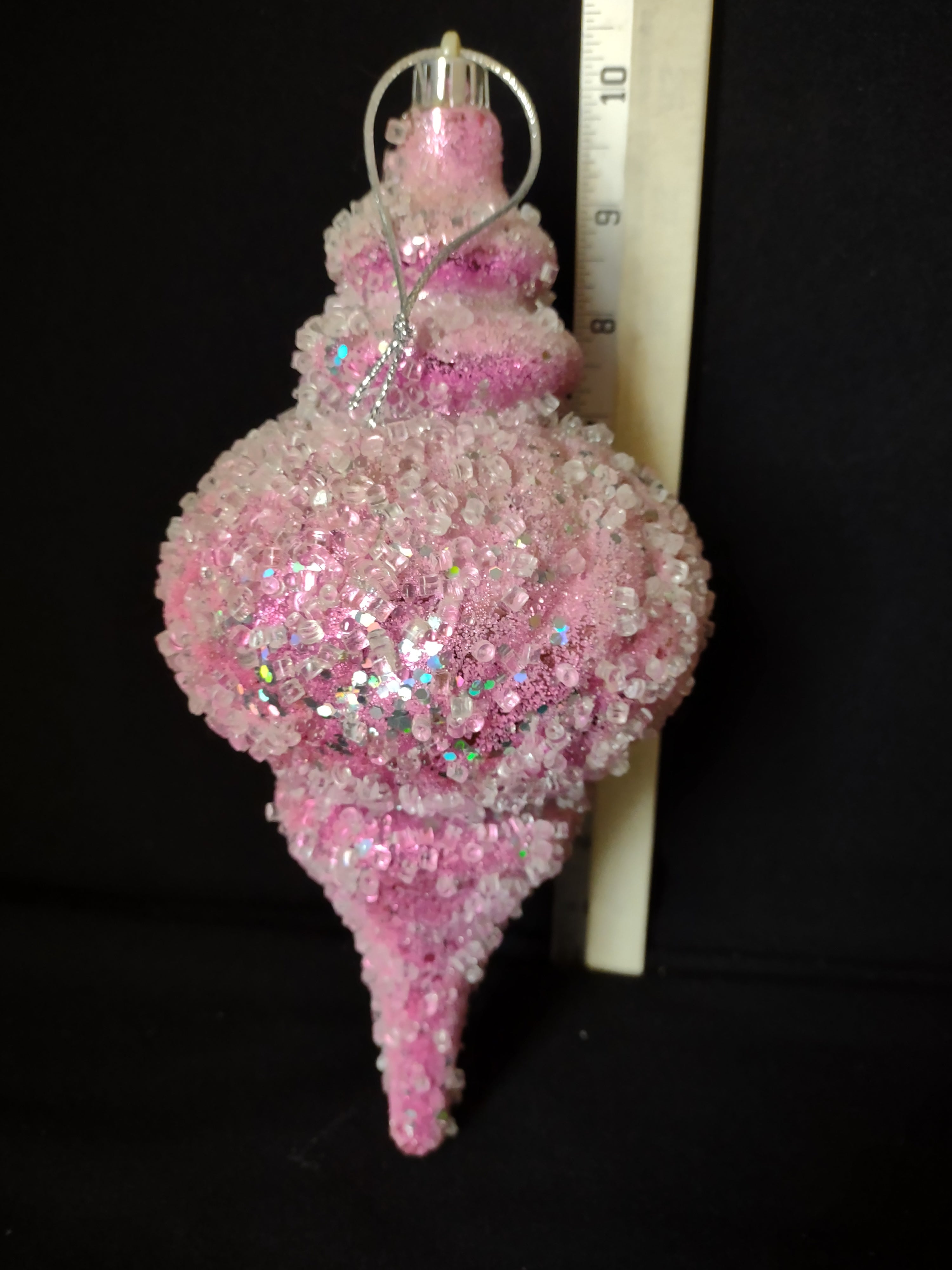 Lot of 3 Christmas Ornaments Pink Gold Sparkly 10" IMPERFECT (lot 1571)