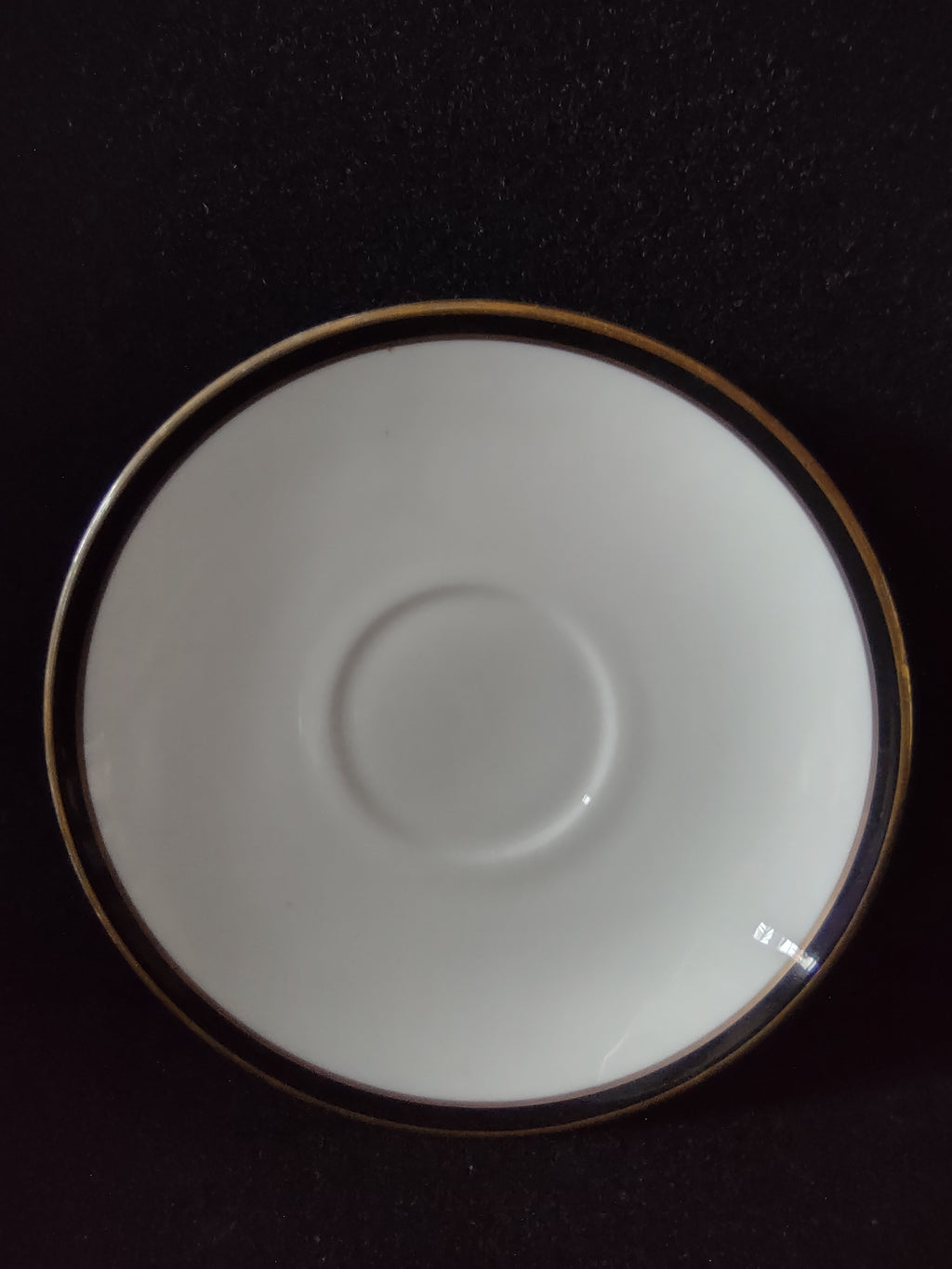 Vintage Minton Saturn Black Tea Cup Saucer Bone China Black Gold (Lot 5492)