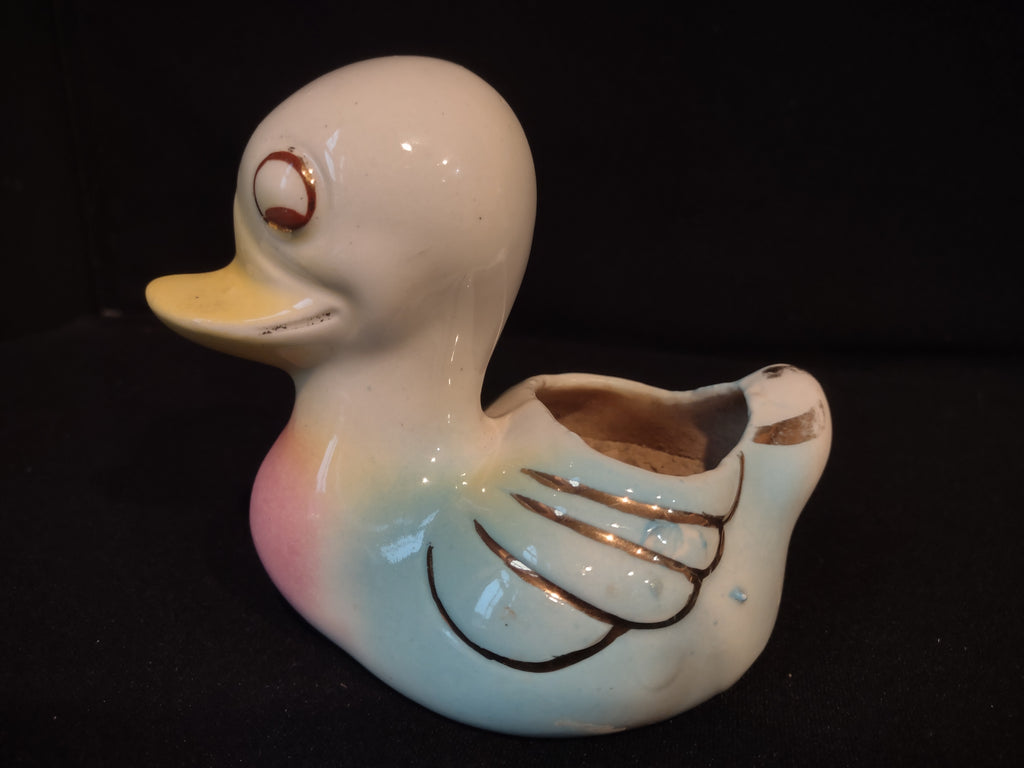Neiman Ware 22 Carat Gold Accents Small Duck Planter 5" (lot 2784c)