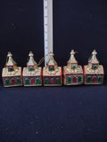 Vintage Christmas Ornament Golden Church Plastic x 5 (Lot 4399)