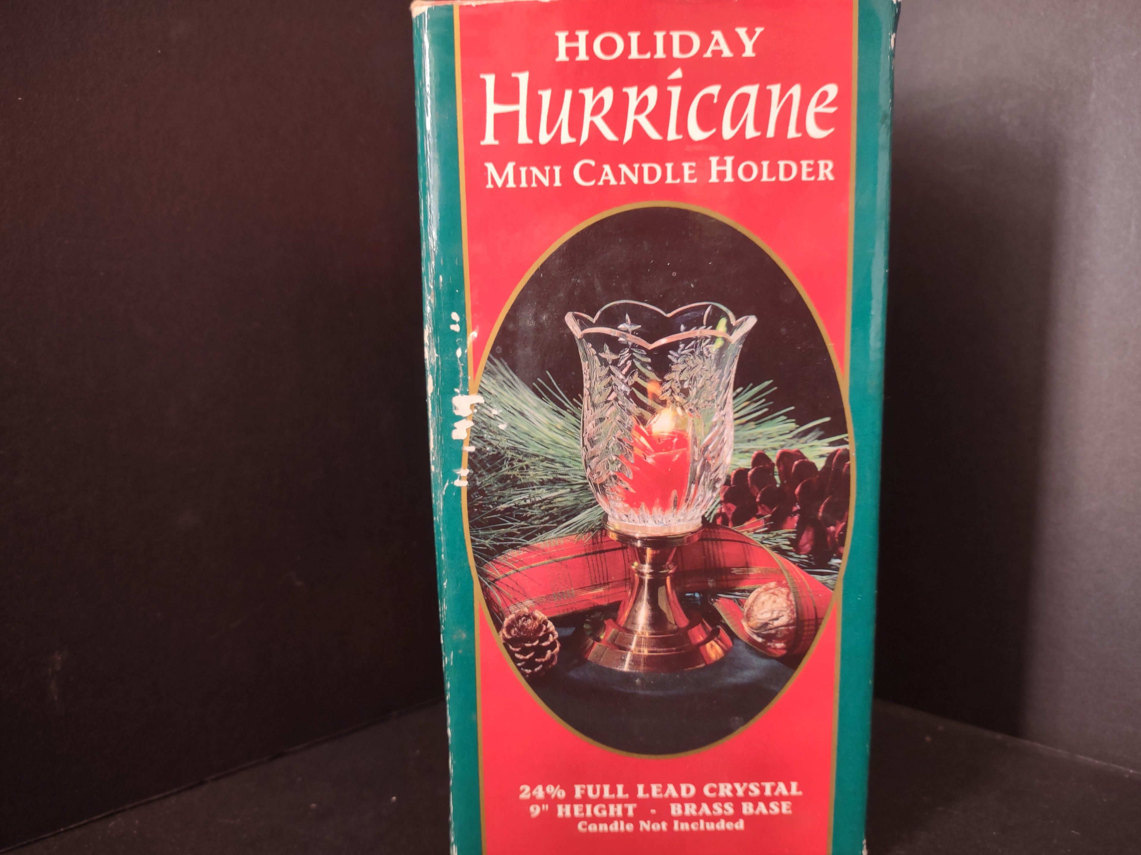 Christmas Hurricane Mini Candle Holder Crystal Brass Base (lot 2723c)