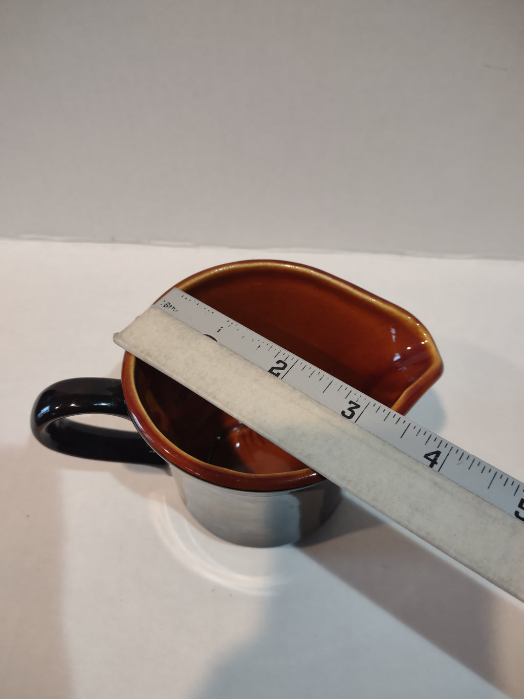 Vintage MCM Ironstone USA Amber Octagon Rustic Brown Creamer (lot 5014)