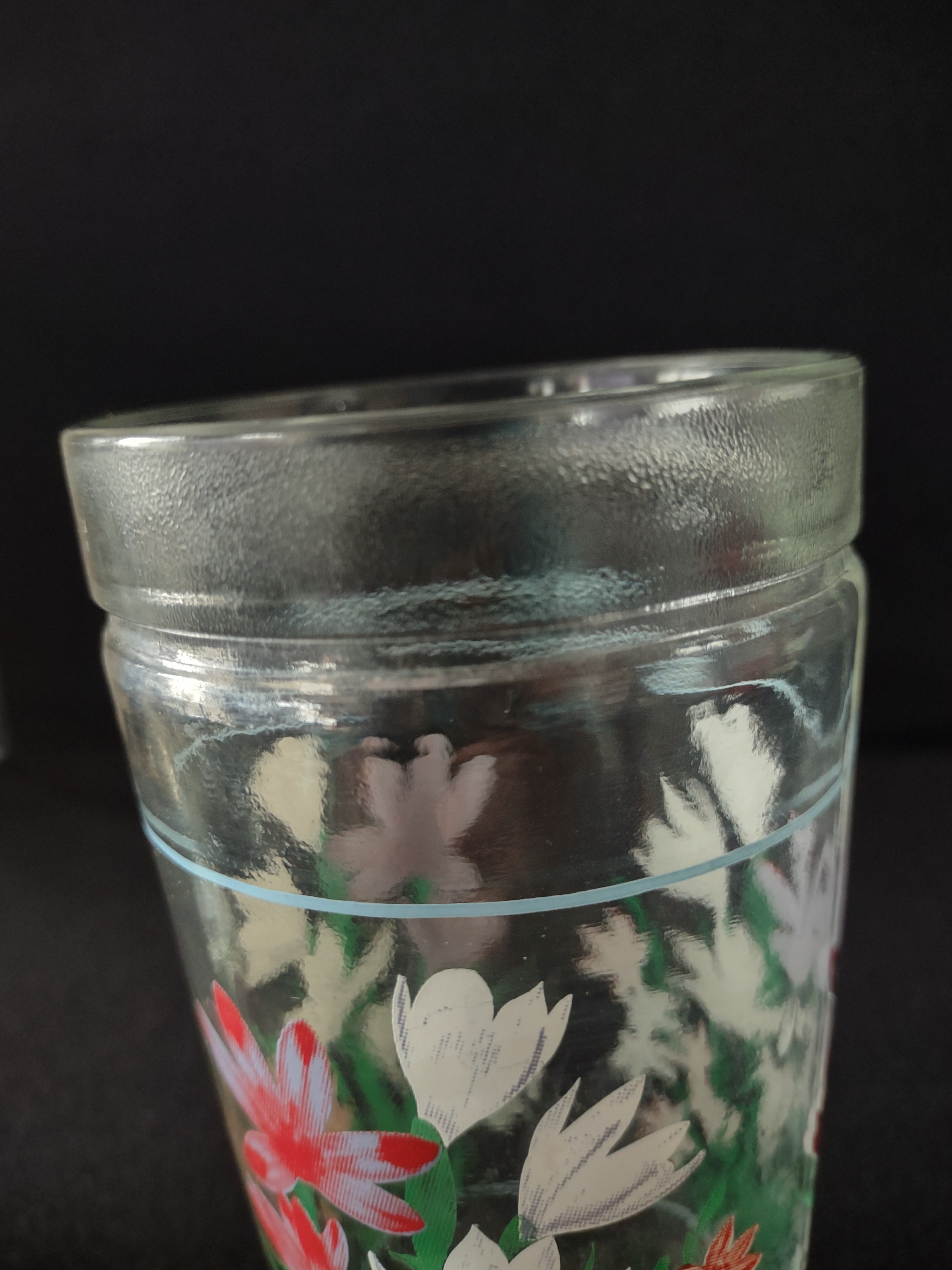 Vintage Anchor Hocking 6" Juice Glass Tumbler x 3 Spring Flower (Lot 5120)