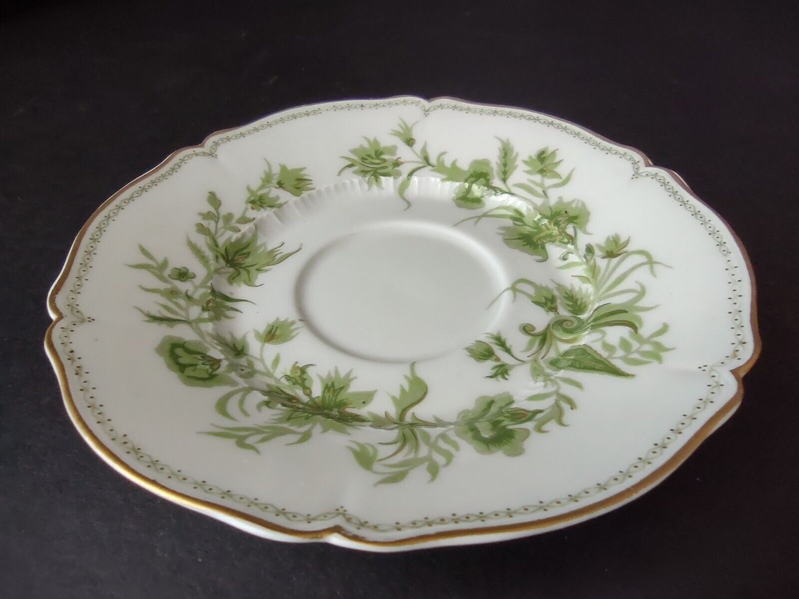 Haviland Limoges France Carette Teacup & Saucer Green Design (lot 735)