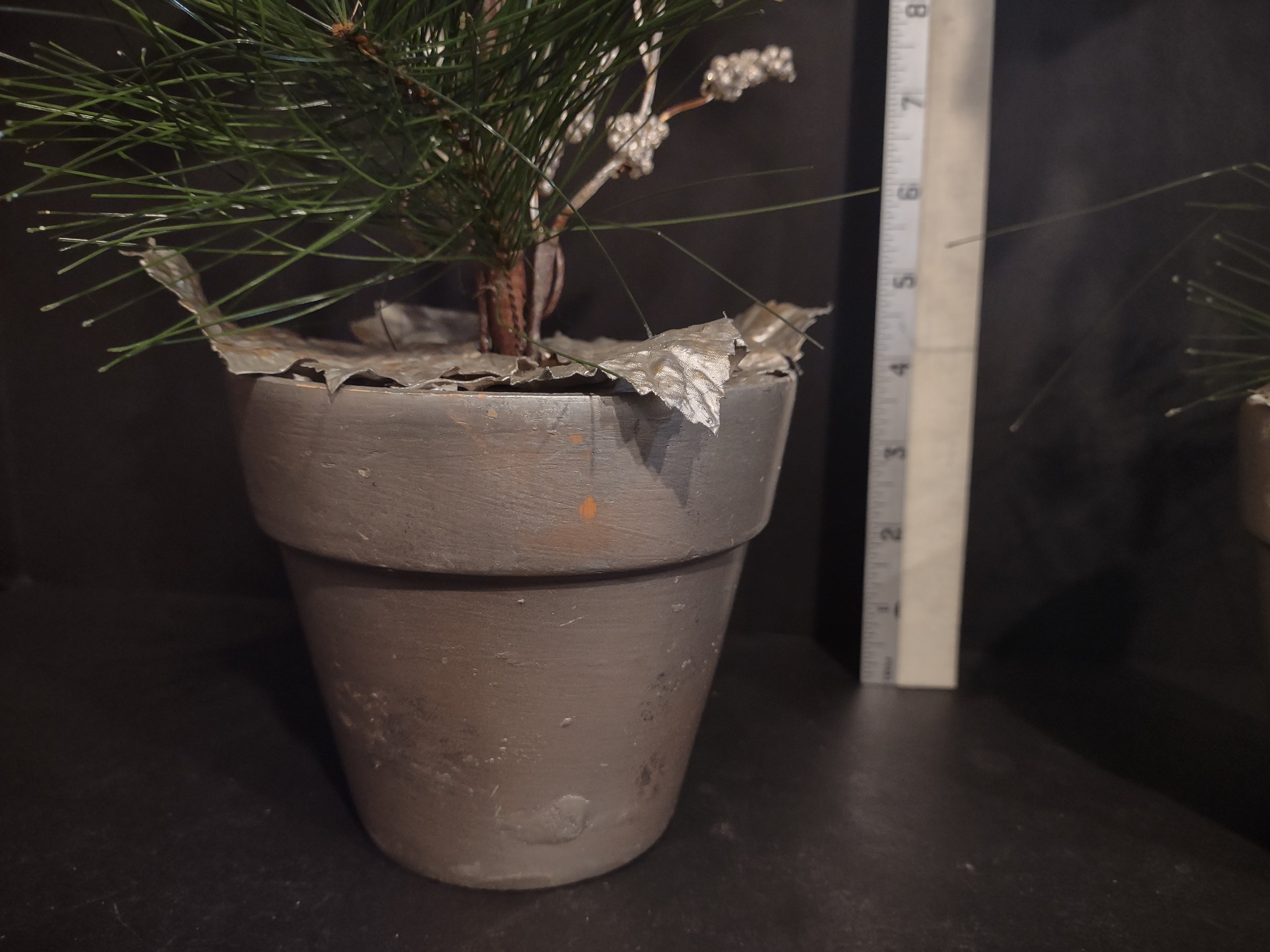 Set of 2 Topiary Holiday Christmas Tree 18" Silver and Pink Iced (lot 1266)