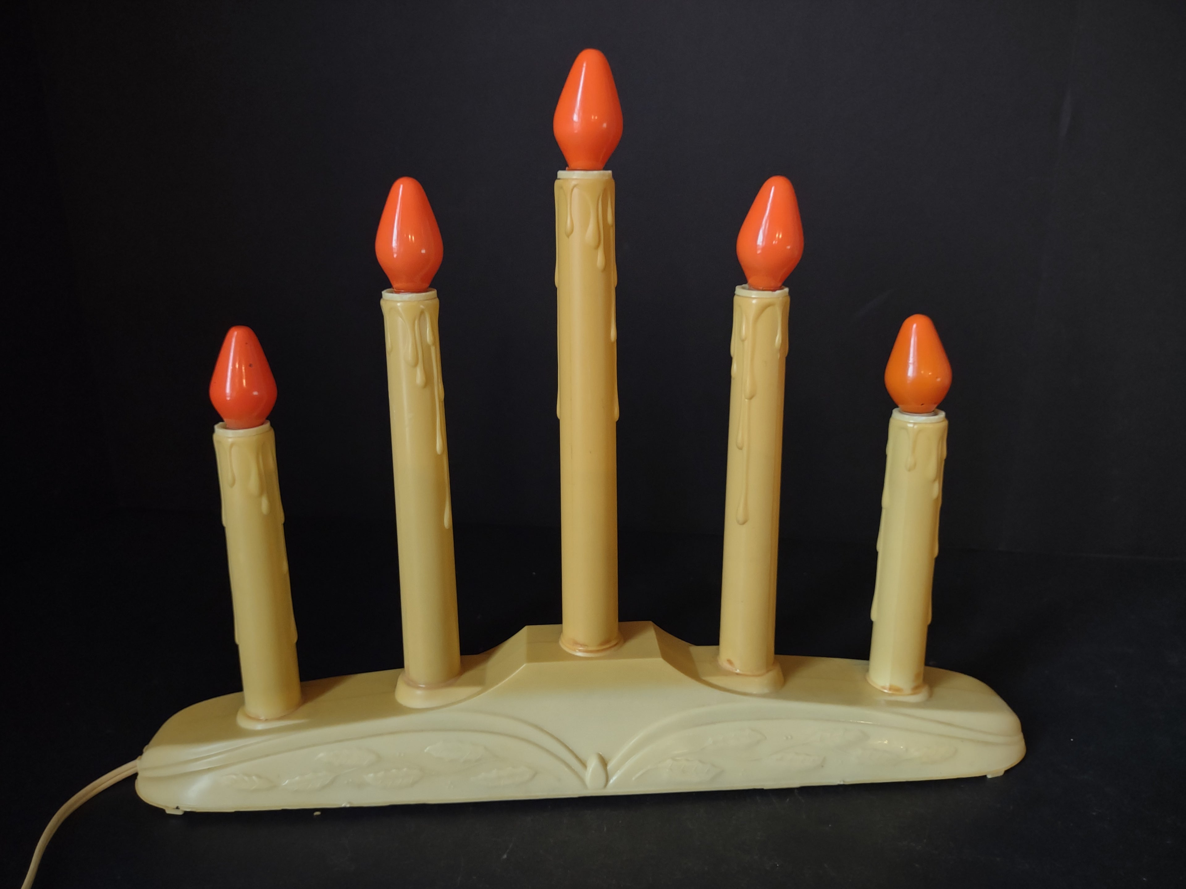 Vintage Christmas Set of 2 Window 5 Candle Drip Candelabra Candolier (lot 2299)