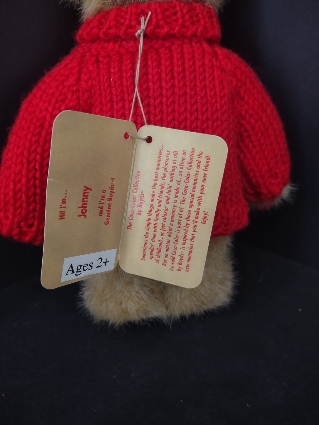 Vintage Collectible Coca-Cola Boyds Bear Plush Johnny Red Sweater 8" (lot 3128c)