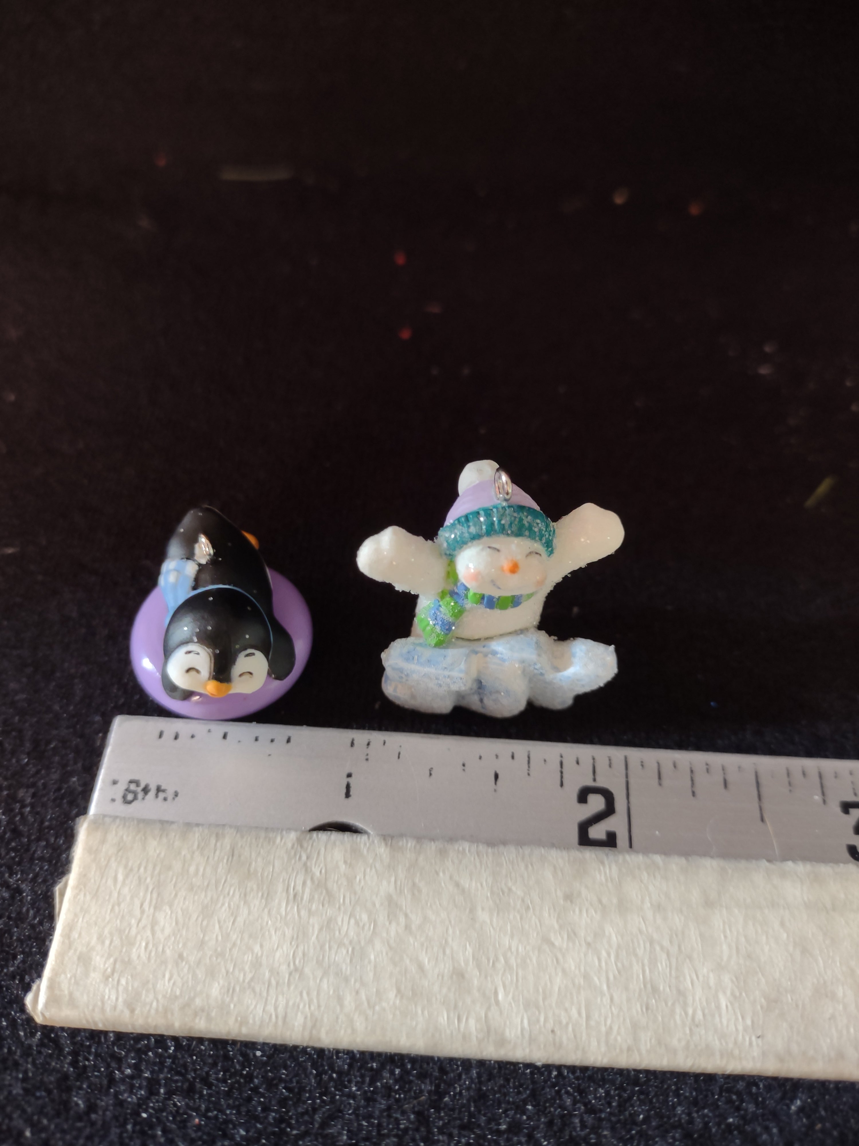 Hallmark 2016 Christmas Ornaments Penguin Snowman Very Small (Lot 4803)
