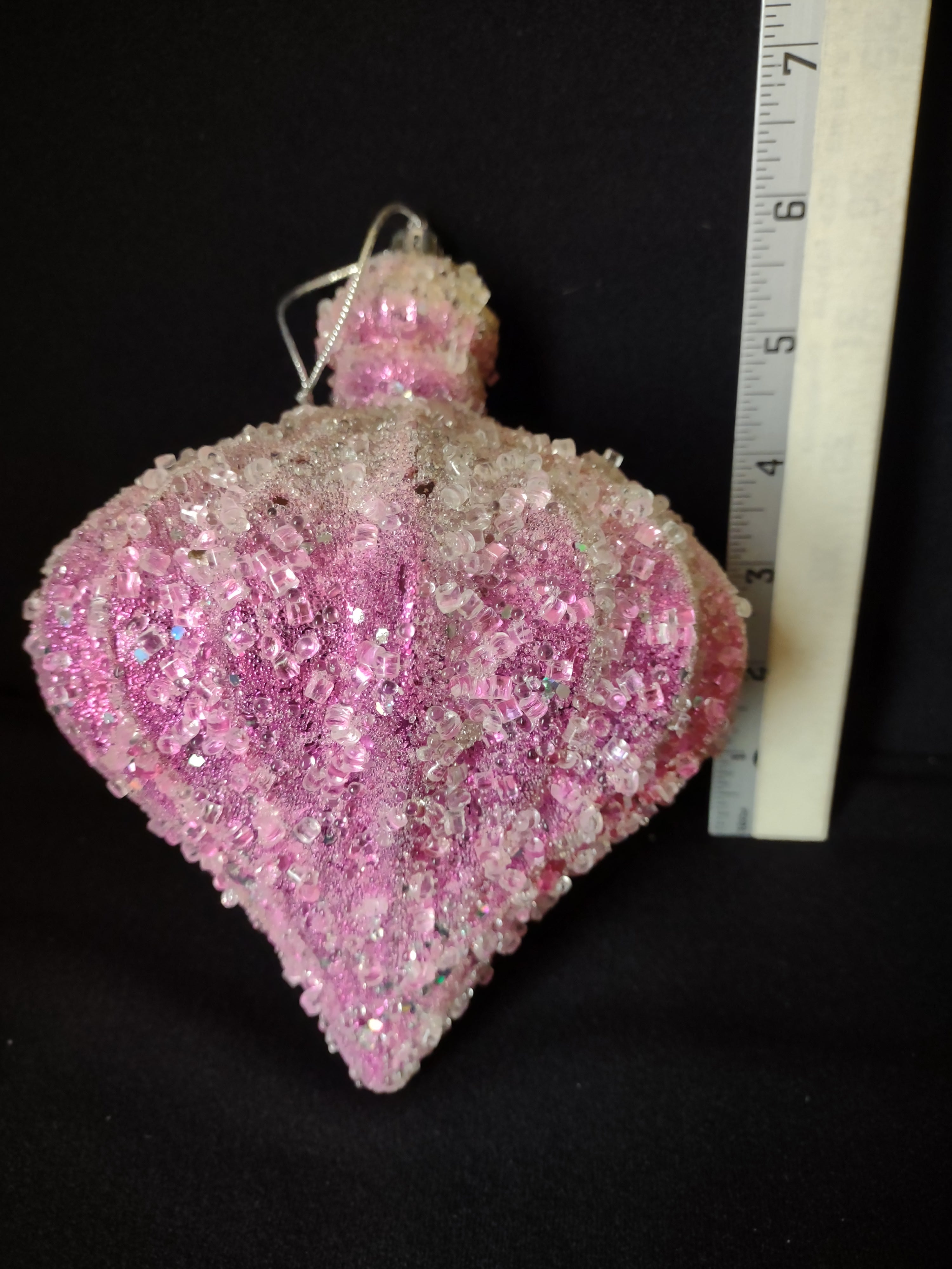 Lot of 3 Christmas Ornaments Pink Gold Sparkly 10" IMPERFECT (lot 1571)
