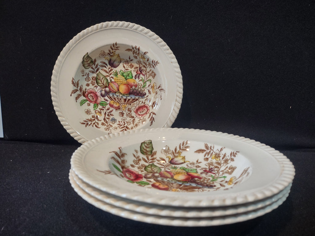 Vintage Johnson Pomona Windsor Ware Soup Bowl x 4 England Ironstone (lot 5608)