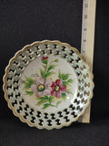 Vintage Reticulated Edge Porcelain Plate Purple Floral Wall Hanging (Lot 5073)