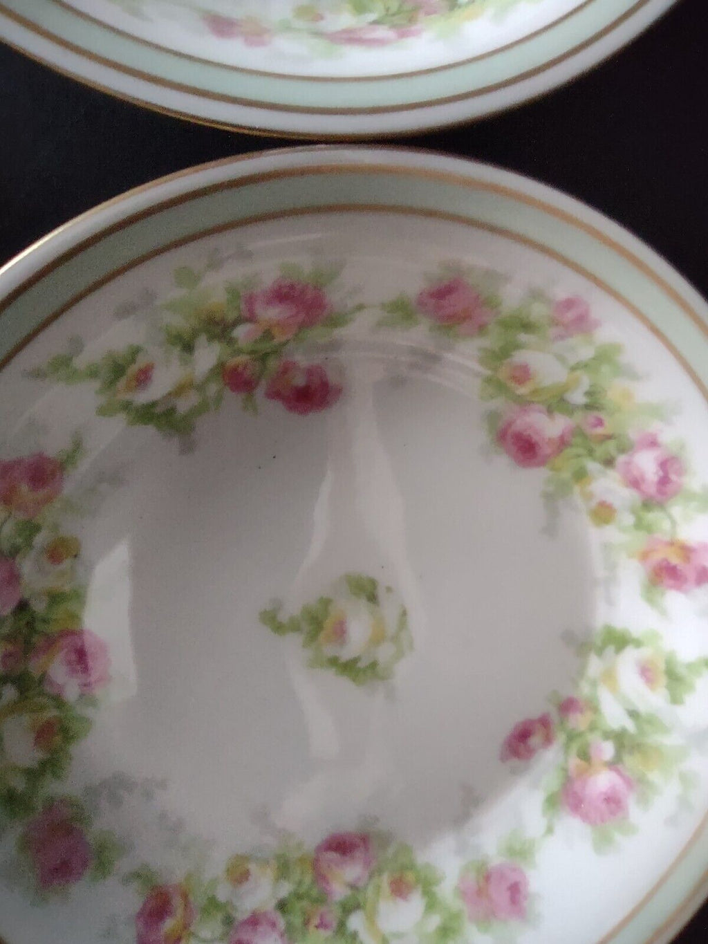 Coronet Limoges France 5 x Bowl 5-1/4" Mint Band Gold Trim Pink Rose (lot 552)